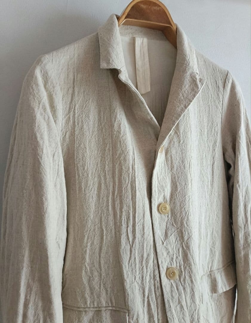 ECOLE DE CURIOSITES Linen Ramie Tightly Woven Jacket Size M Washed Out Finish