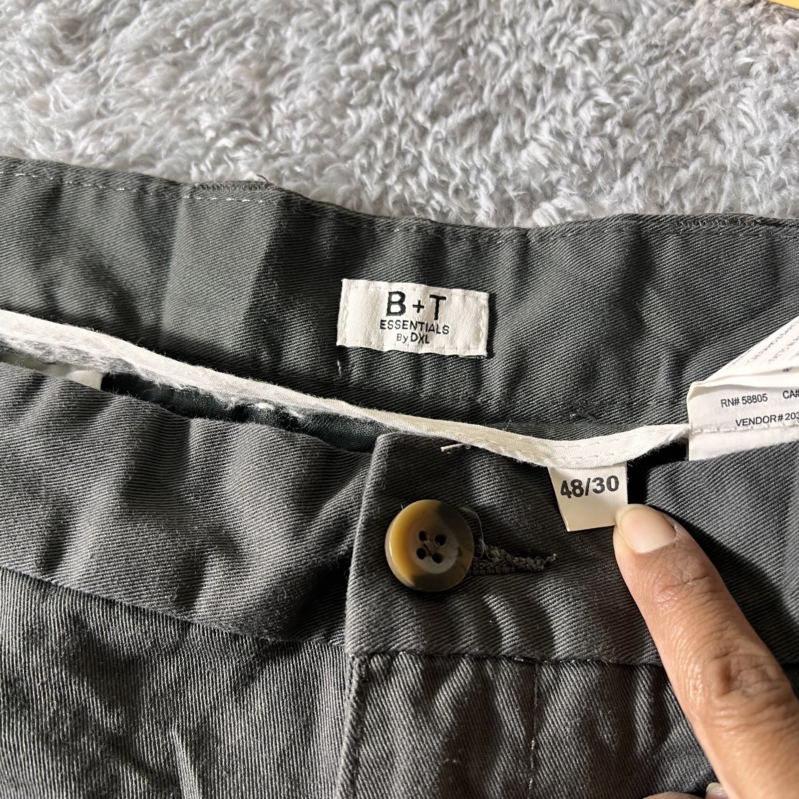 BT Essentials by DXL Chino Pants Mens 48×30 Gray Cotton Straight Leg Career