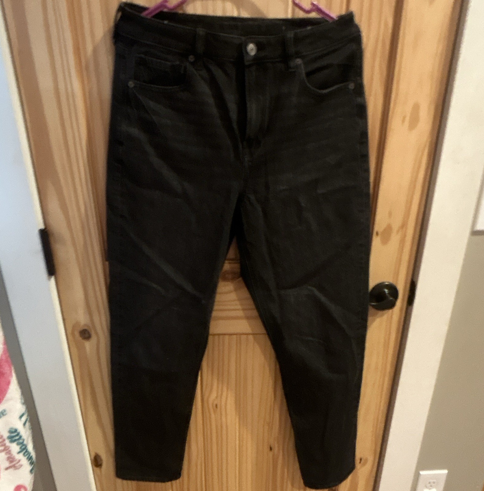 American Eagle Outfitters Mom Jeans Women’s 8 Black Dark Wash Regular Stretch