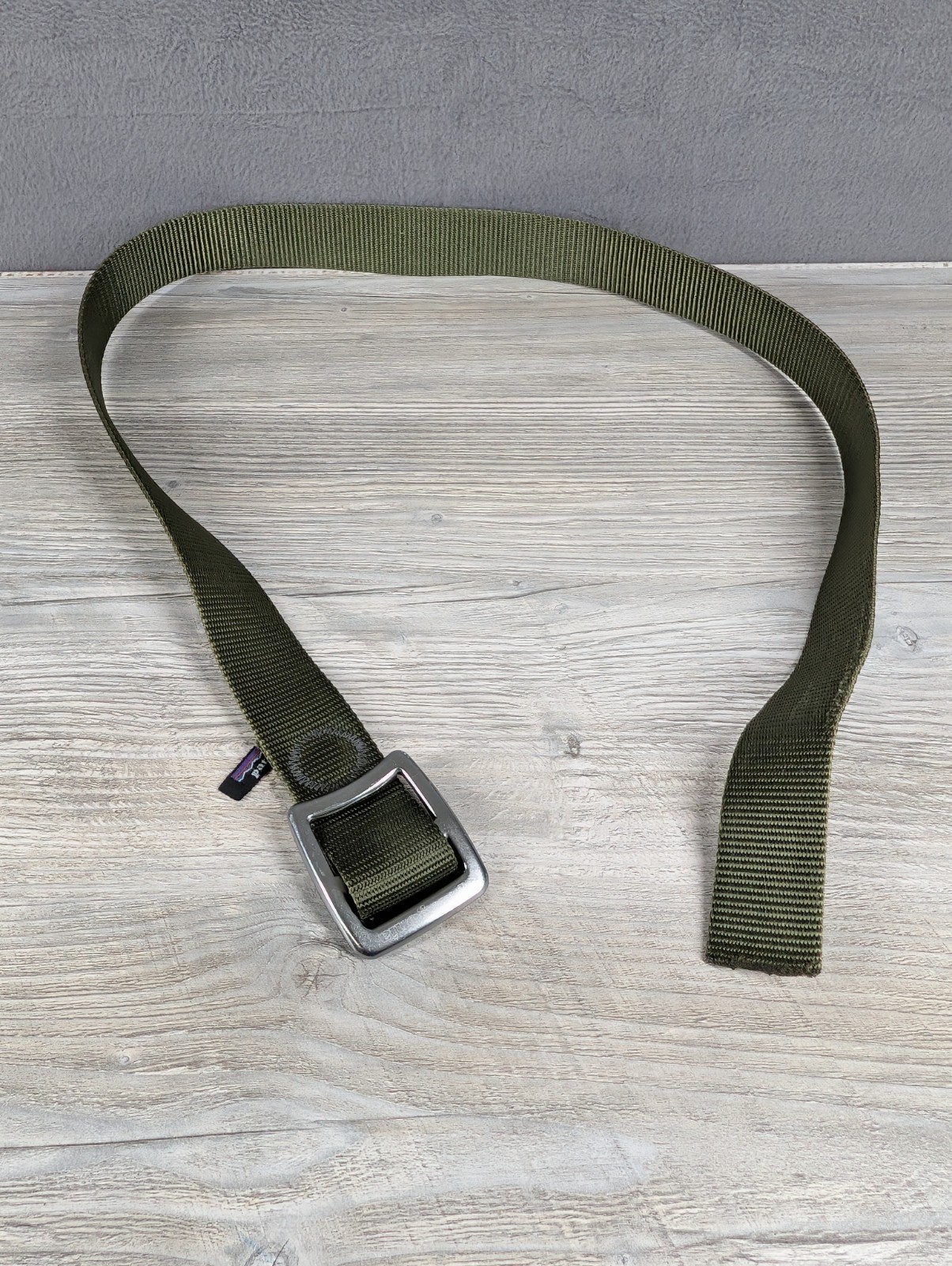 Patagonia 40 in Olive Tech Web Belt Lightweight Adventure Belt Hiking Outdoor