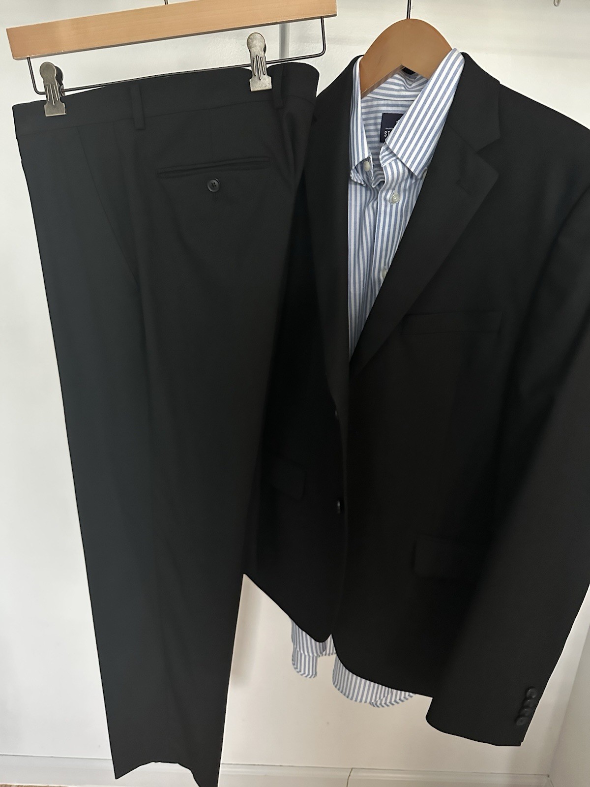Alfani Men’s Black Slim Fit Stretch 2-Piece Suit Flat Front 34W x 30L jacket40s