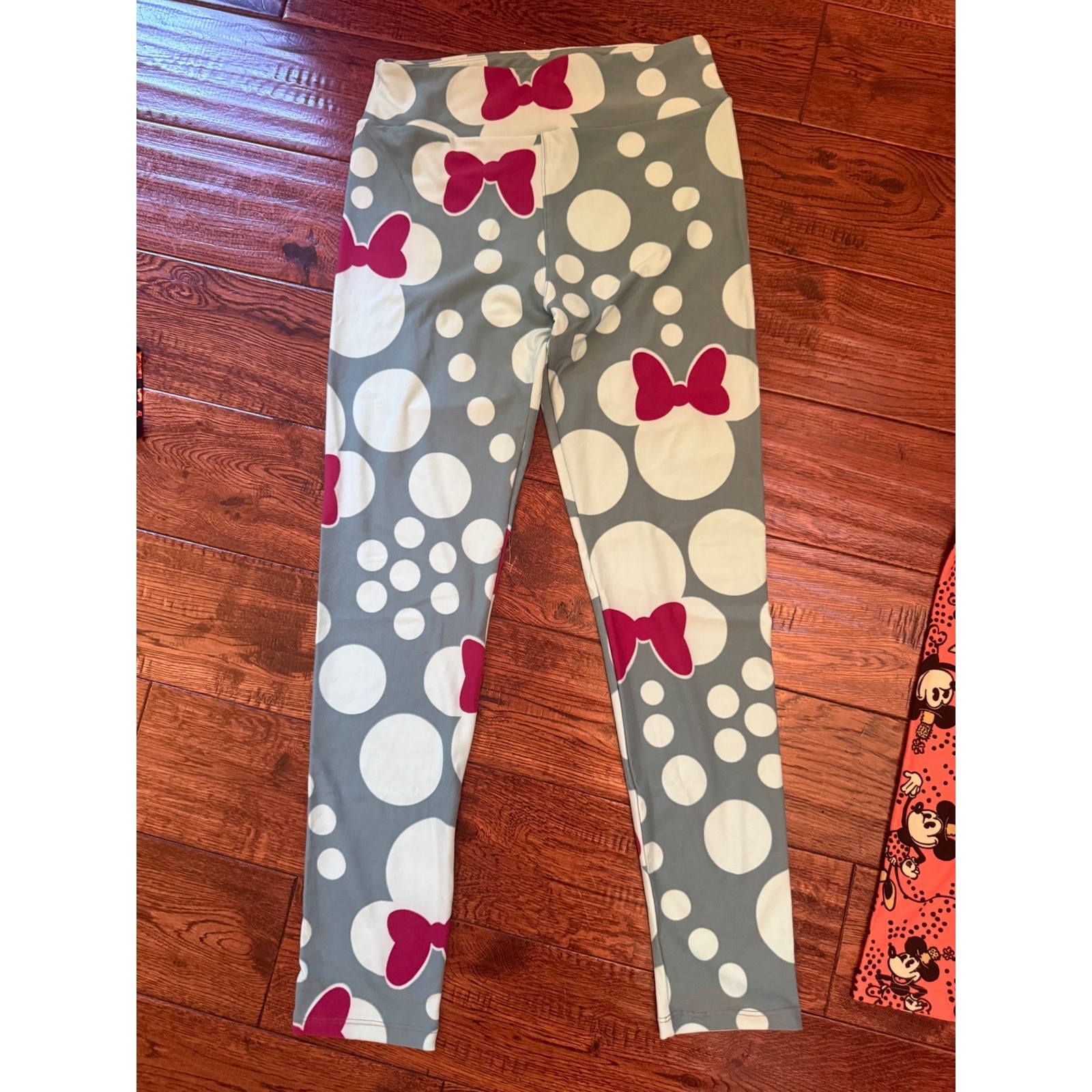 LuLaRoe Disney Leggings Bundle Mickey Minnie Mouse Polka Dot Bows Lot of 3 OS