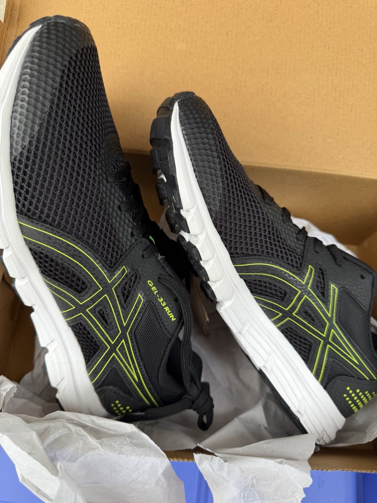 ASICS GEL-33 RUN Men’s Running Shoes Lace Up Black/Hazard Green 1011B438-003