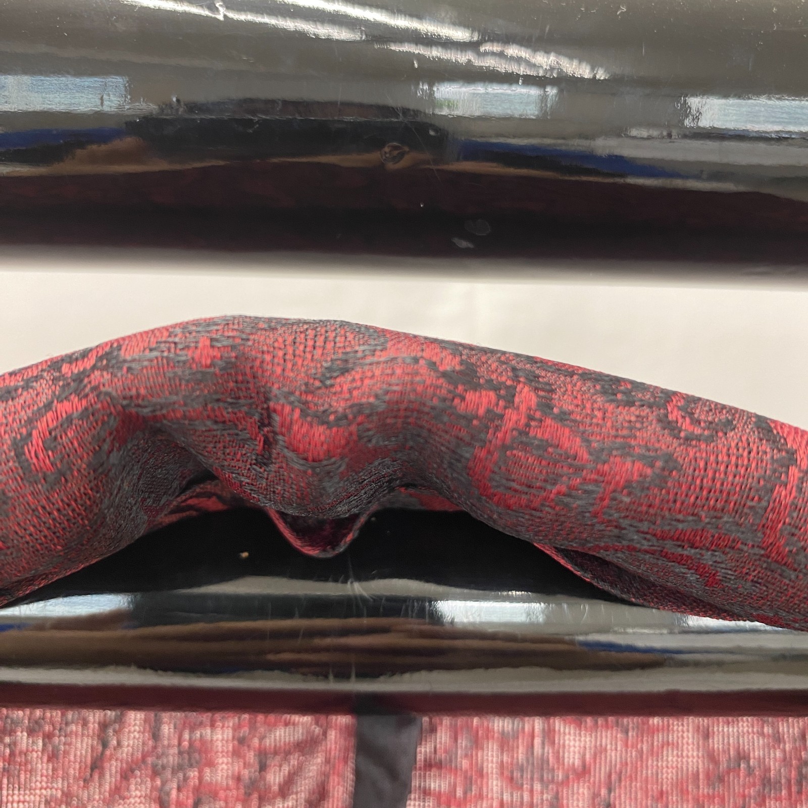 Japanese Vintage Kimono Silk Red No Lining Seethrough Traditional Length 58 in