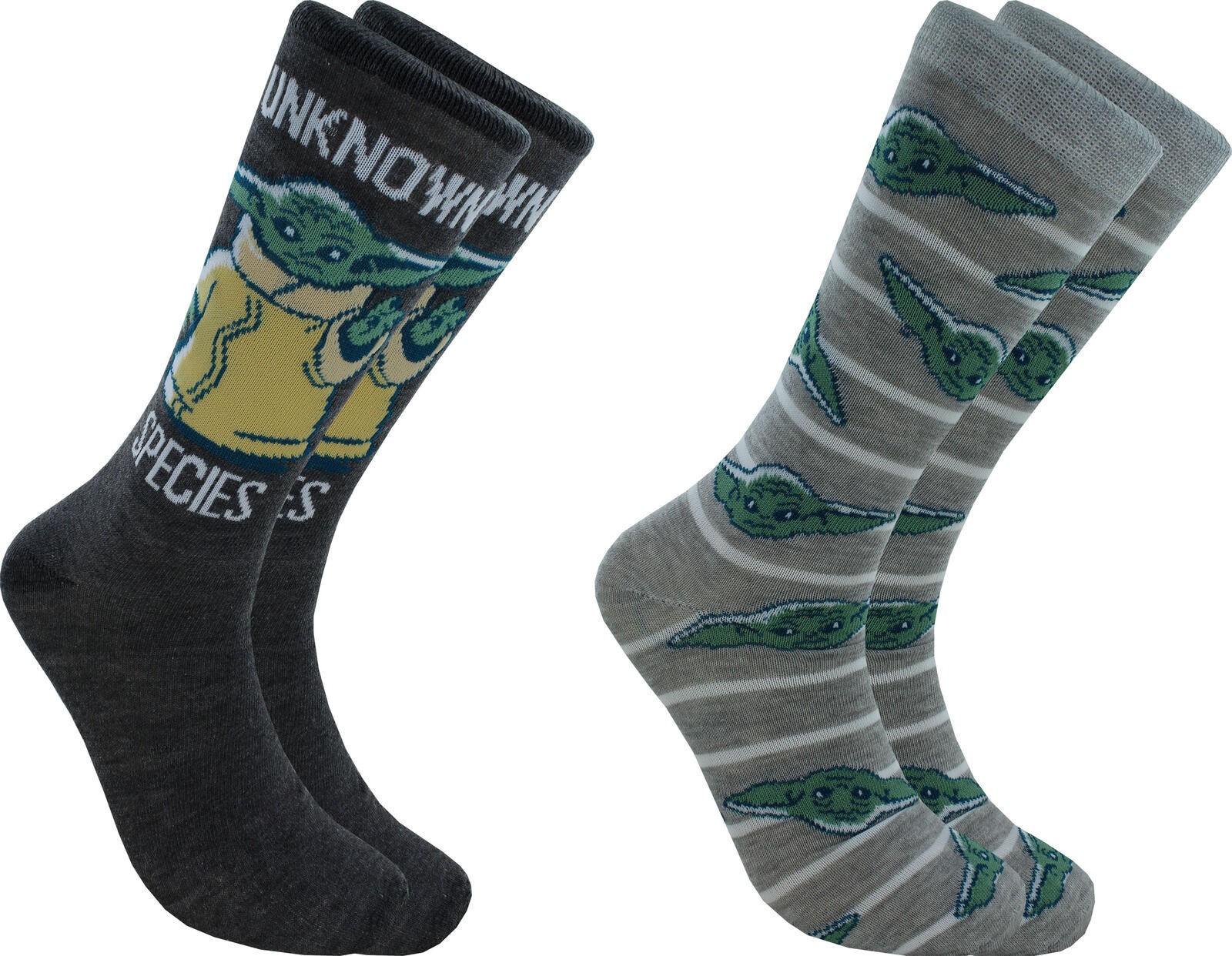 Star Wars Baby Yoda The Child Unknown Species Men’s Crew Socks 2 Pair Size 6-12