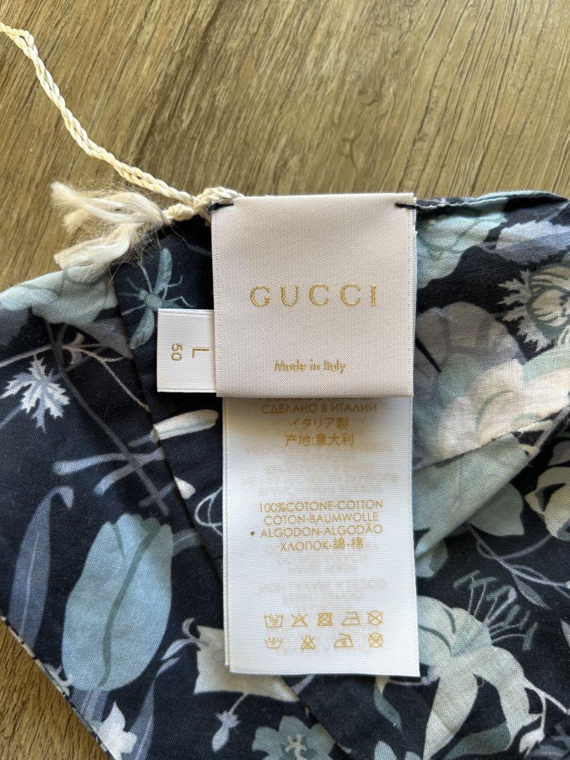 GUCCI Baby Beanie Reversible 100% Cotton Navy Flower Size: L 50cm/ 19.7 in.