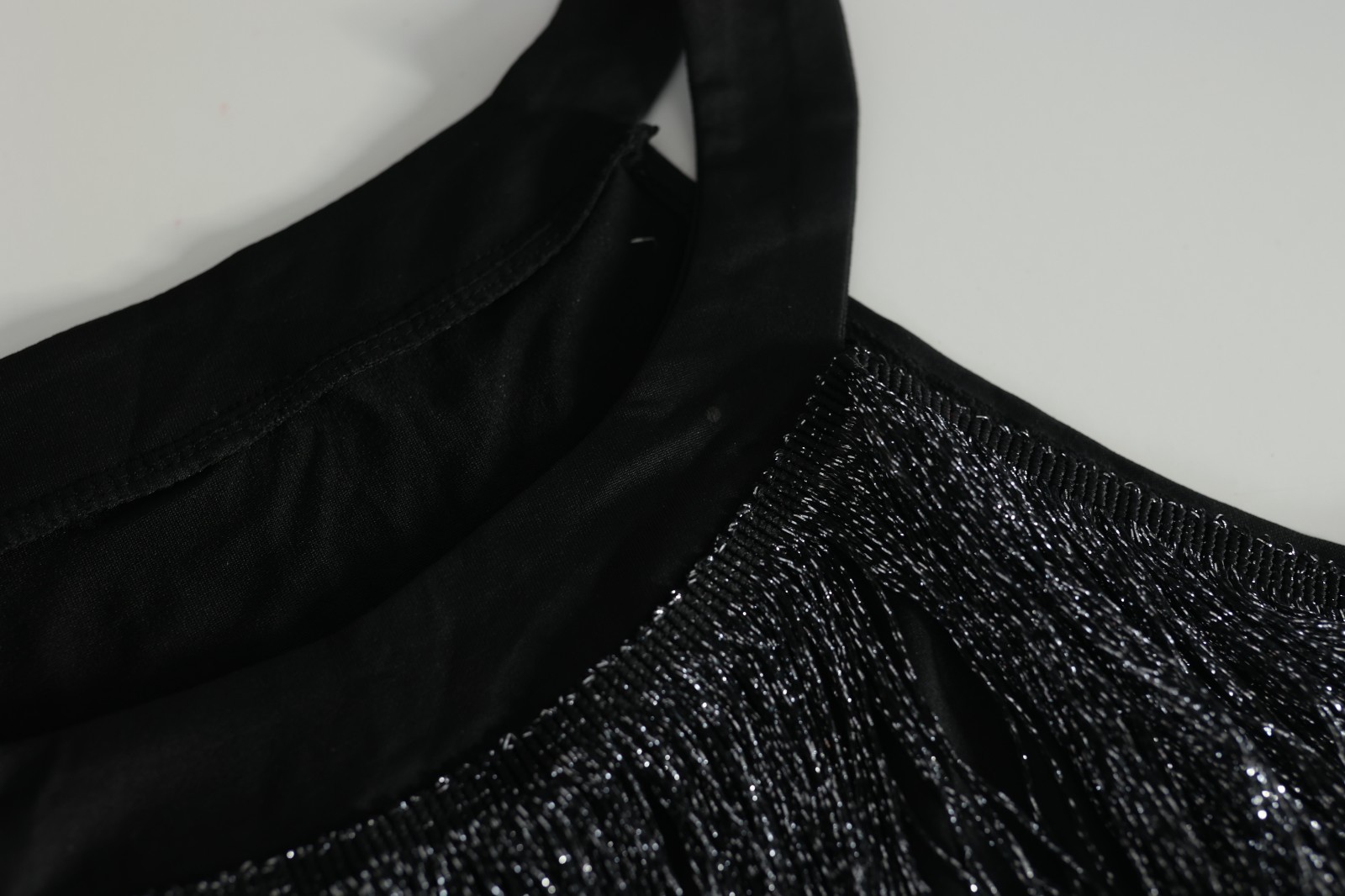 Fringe Tassel Trim Glitter Crop Top Sleeveless Halter Neck Cowgirl Festival XL