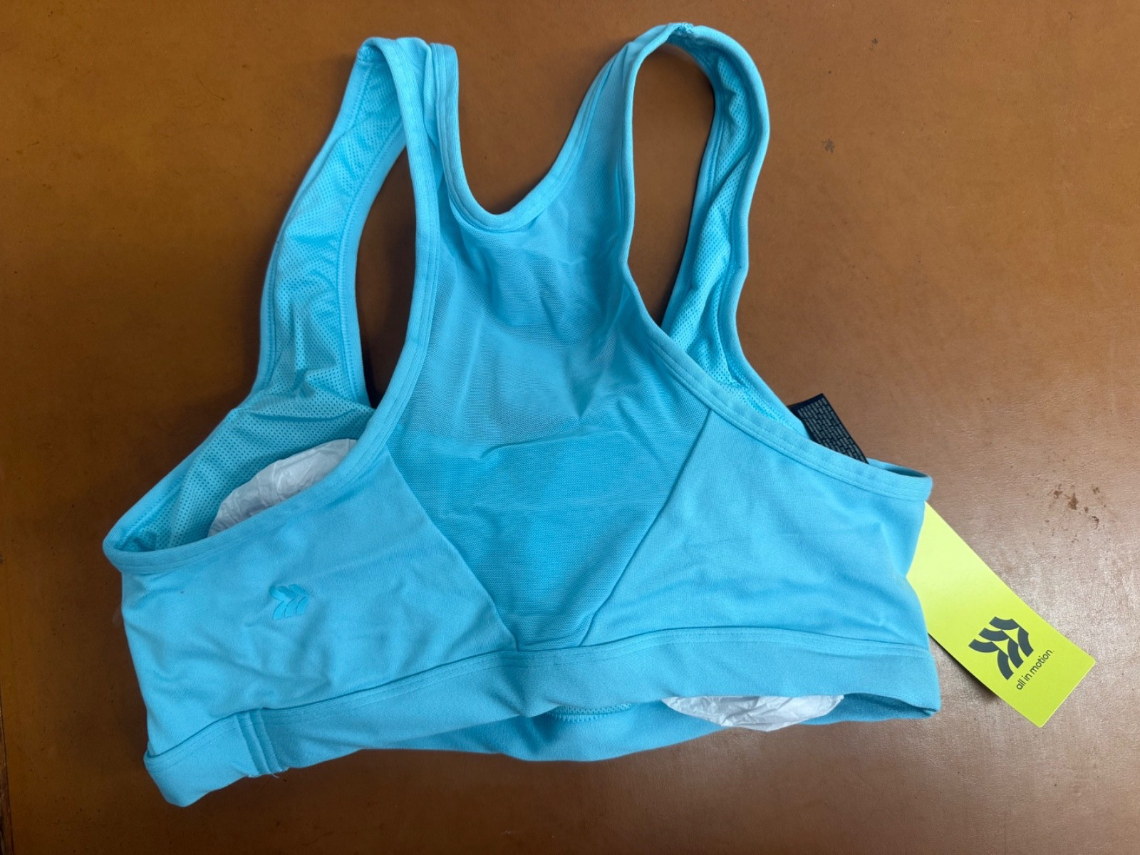 All In Motion LARGE Neon Blue Removable Pads Moisture-Wicking Racerback Bra