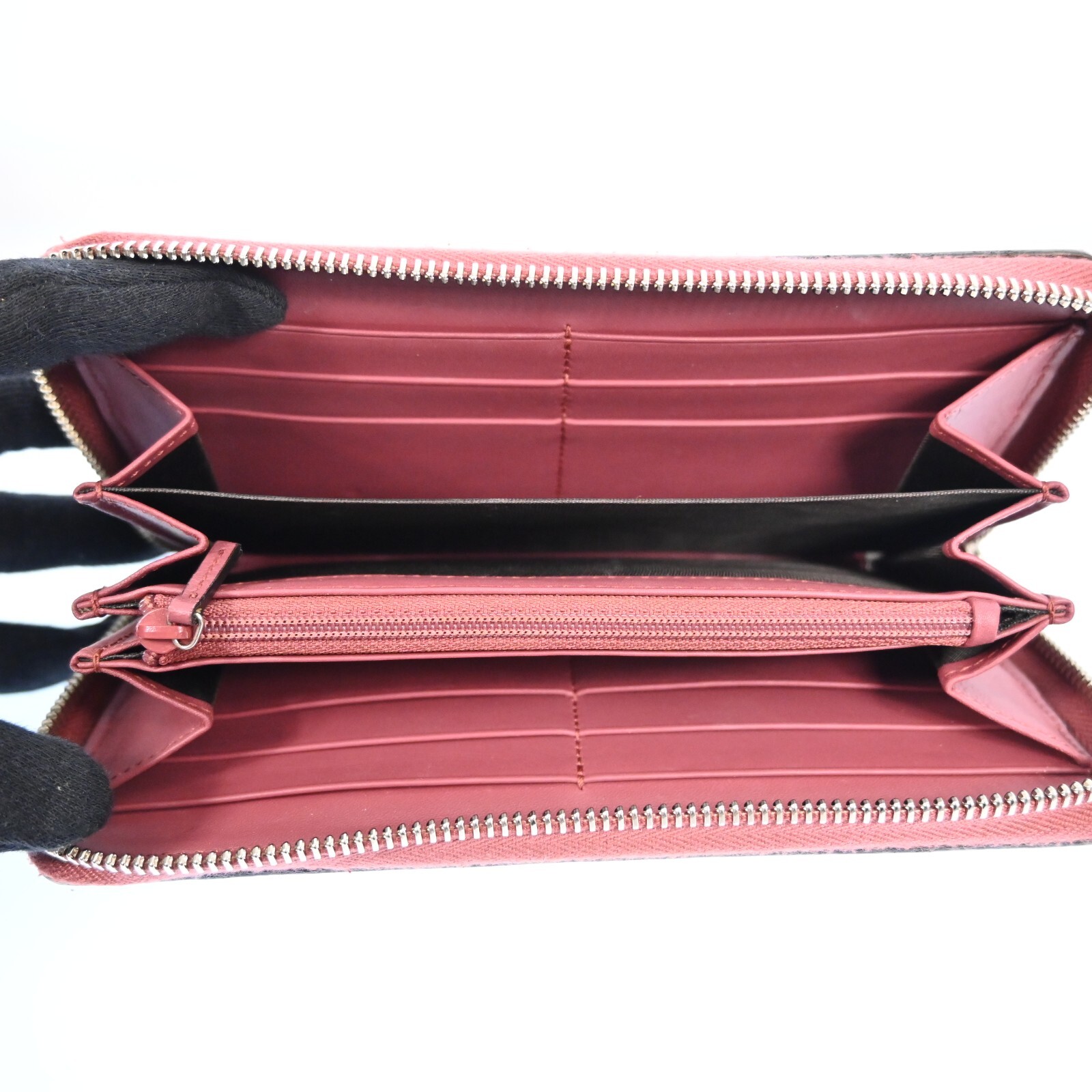 AUTH GUCCI Blooms Round Zipper Long Wallet Pink H2742A706