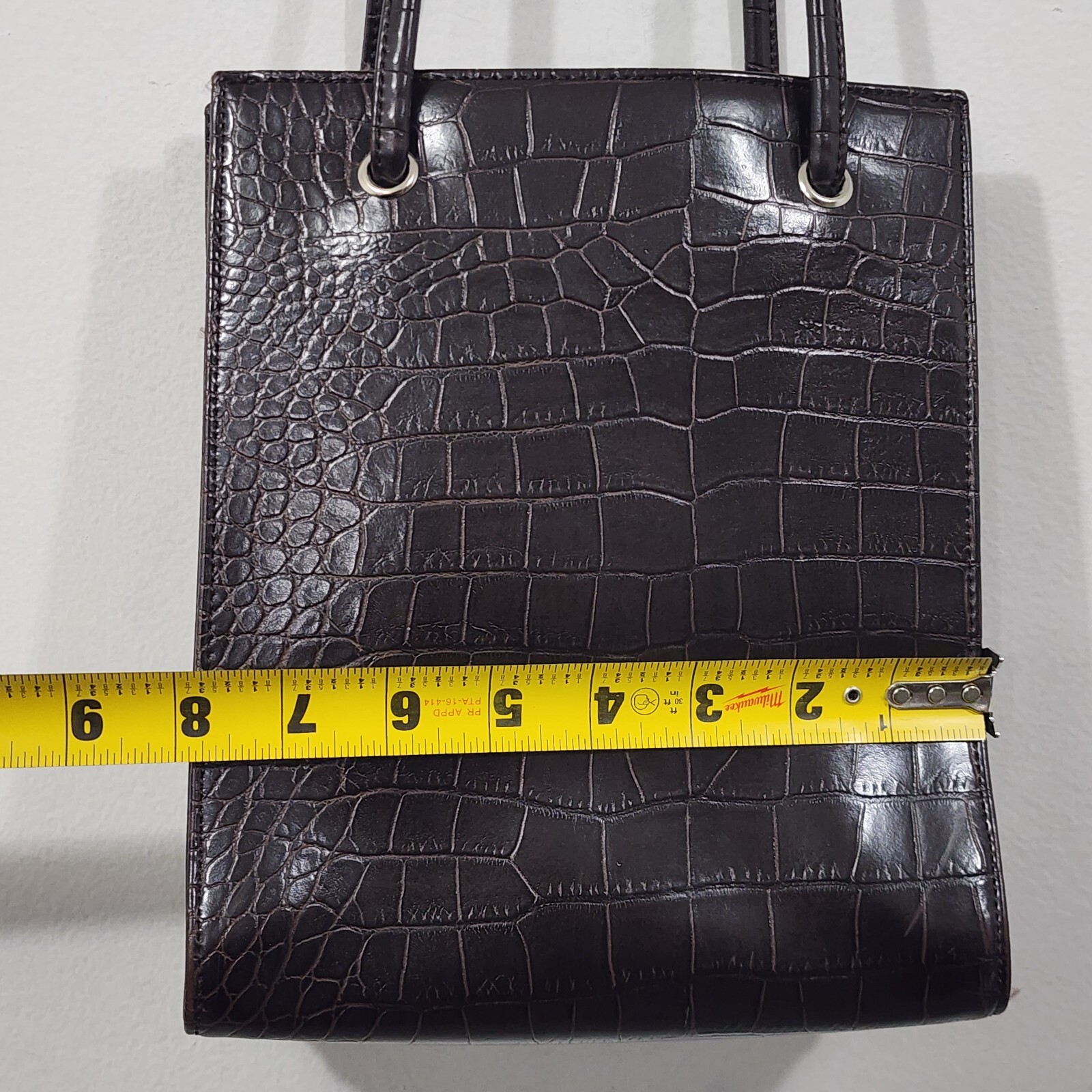 Vintage 90s Nine West Croc Embossed Shoulder Bag Brown Faux Leather Nylon Lining