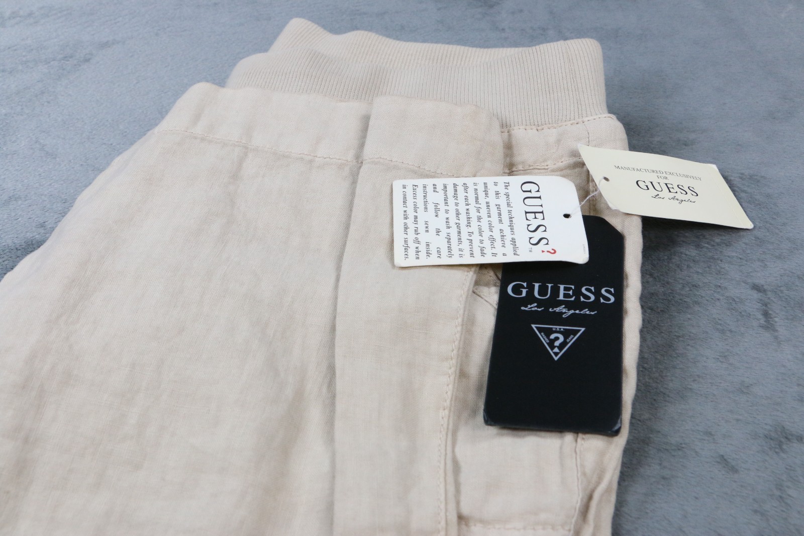Guess Linen Blend Jogger Pants Women S Beige Casual Elastic Waist NWT Read