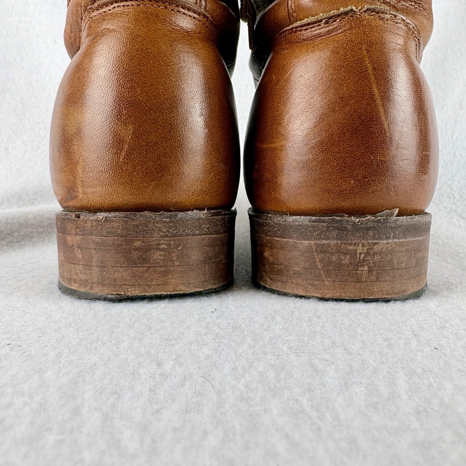 VTG J. Chisholm 9.5D brown leather packer / work boots USA Made