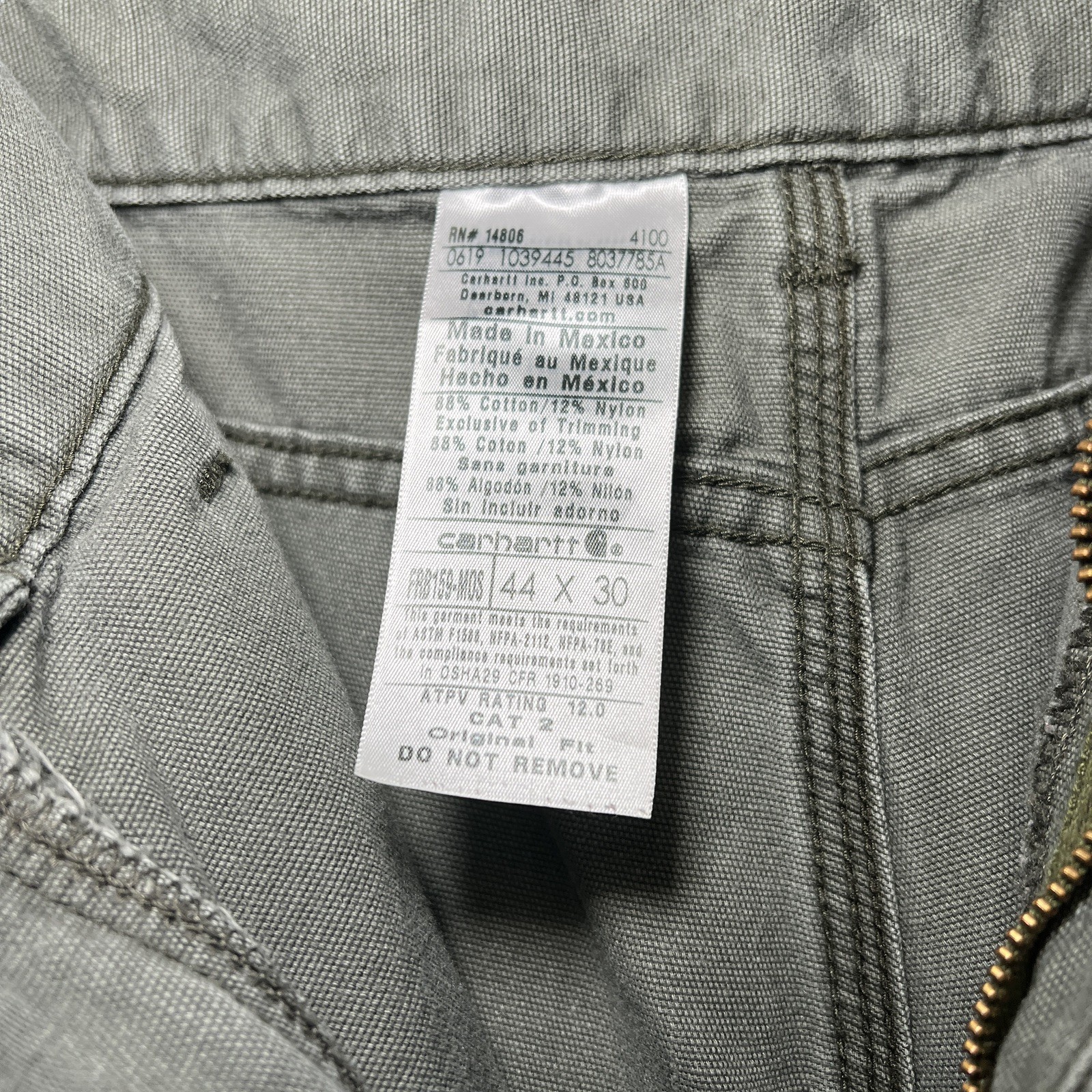 Carhartt FR Midweight Canvas Jean Mens 44×30 Green Pants CAT 2 Loose FRB159-MOS