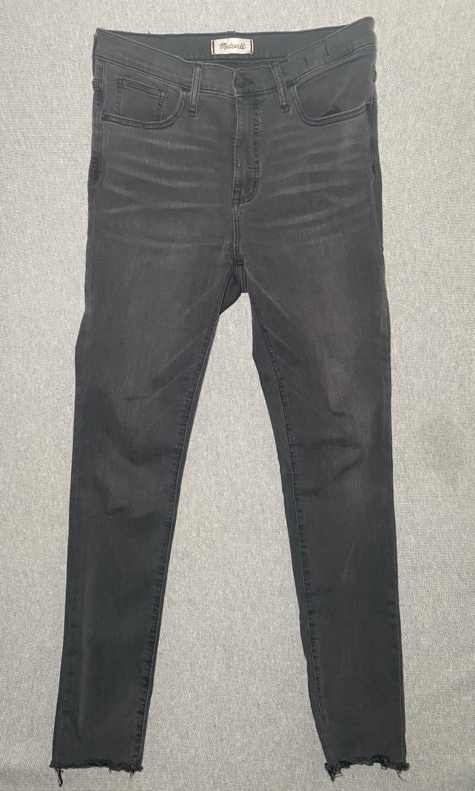 Madewell Charcoal Wash 9″ Mid-Rise Skinny Denim Jeans Raw Hem Women’s Size 29