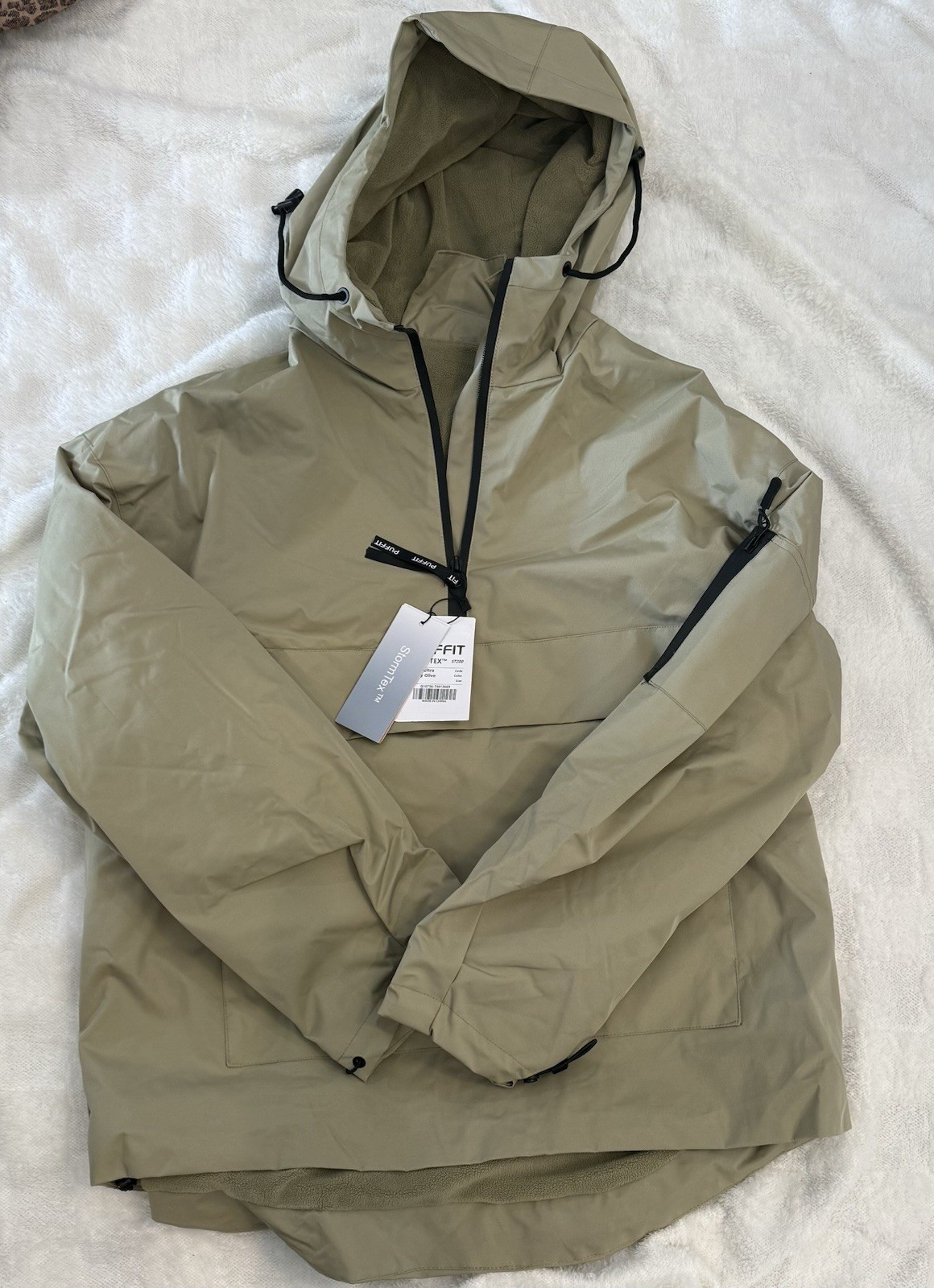 Puffit STM-TEX Waterproof Oversized Fall, Half Zip Rain Jacket – Fleece Lined