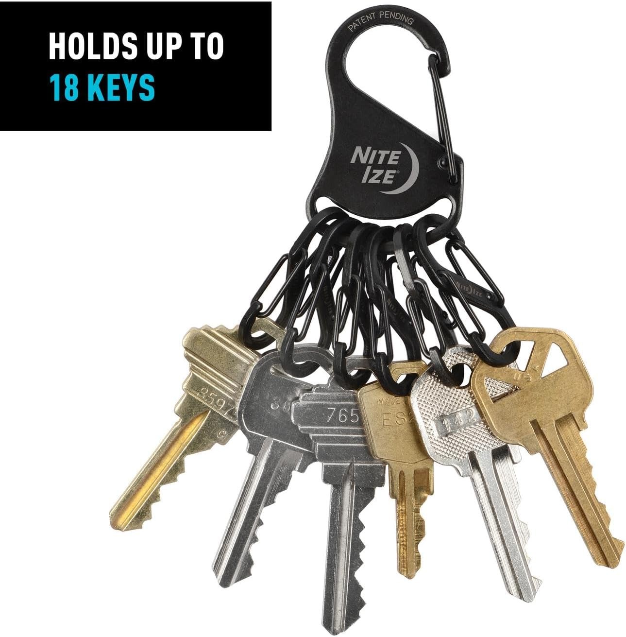 Nite Ize KeyRack Steel w/ Stainless Steel Mini S-Biners – Black