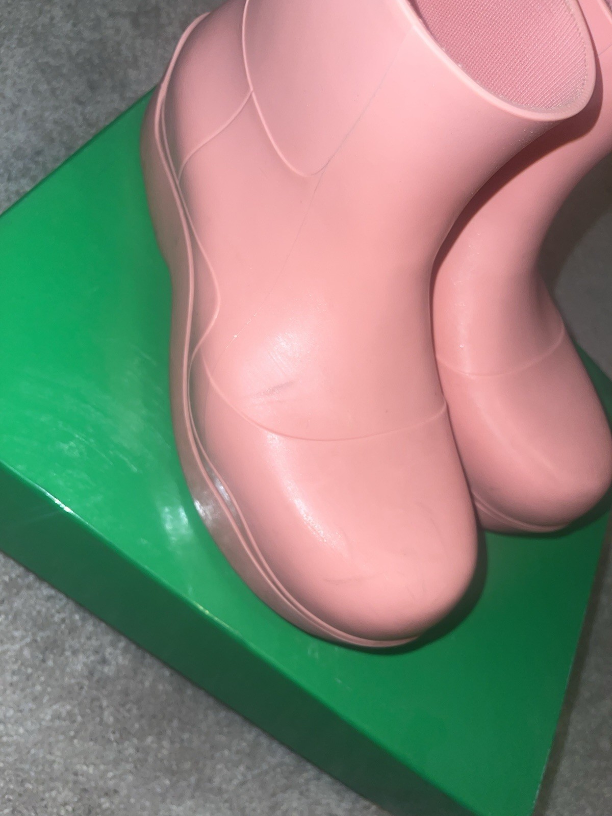 Bottega Veneta Puddle Pink Rubber Ankle Slip On Rain Boots for Women
