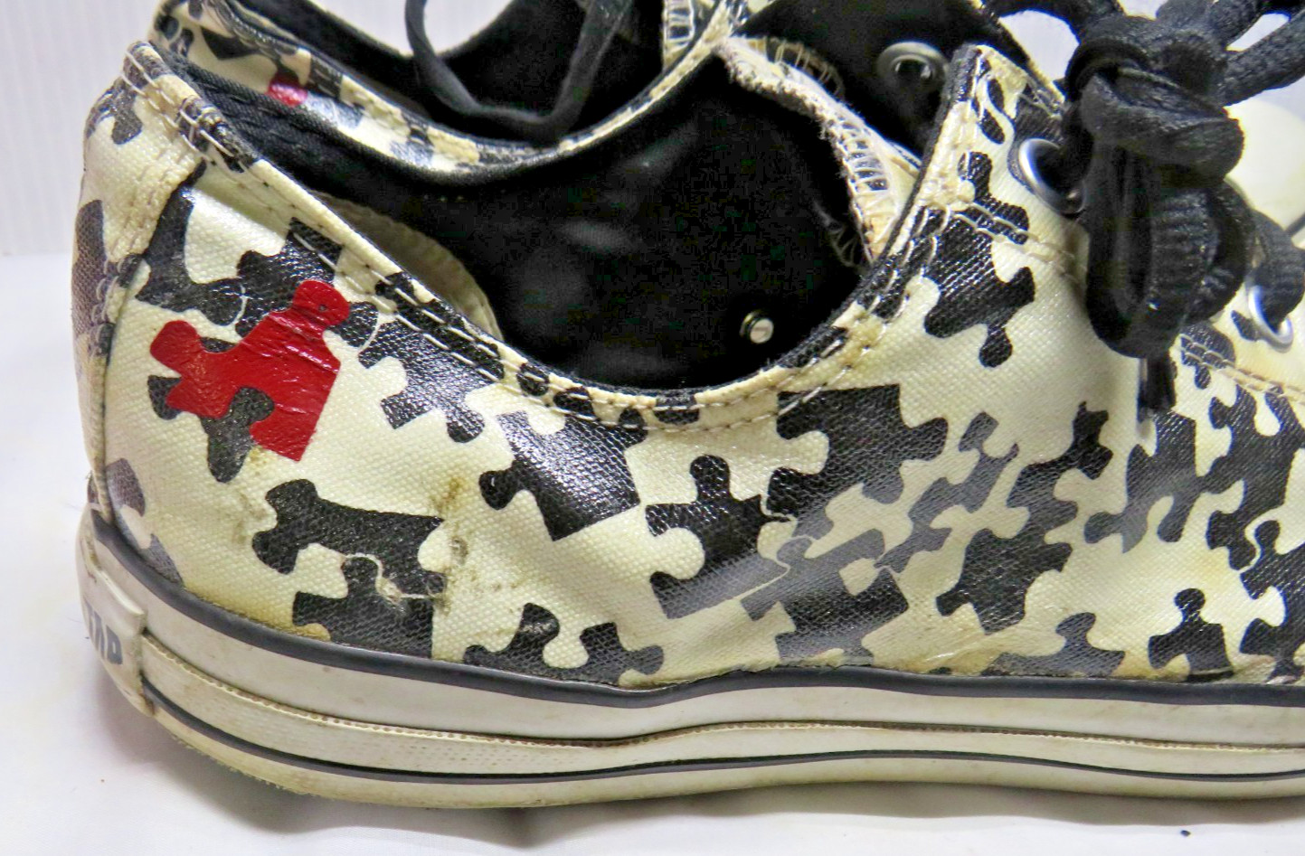 CONVERSE Black White ALL STAR puzzle pieces Sneakers Shoes men’s Size 13