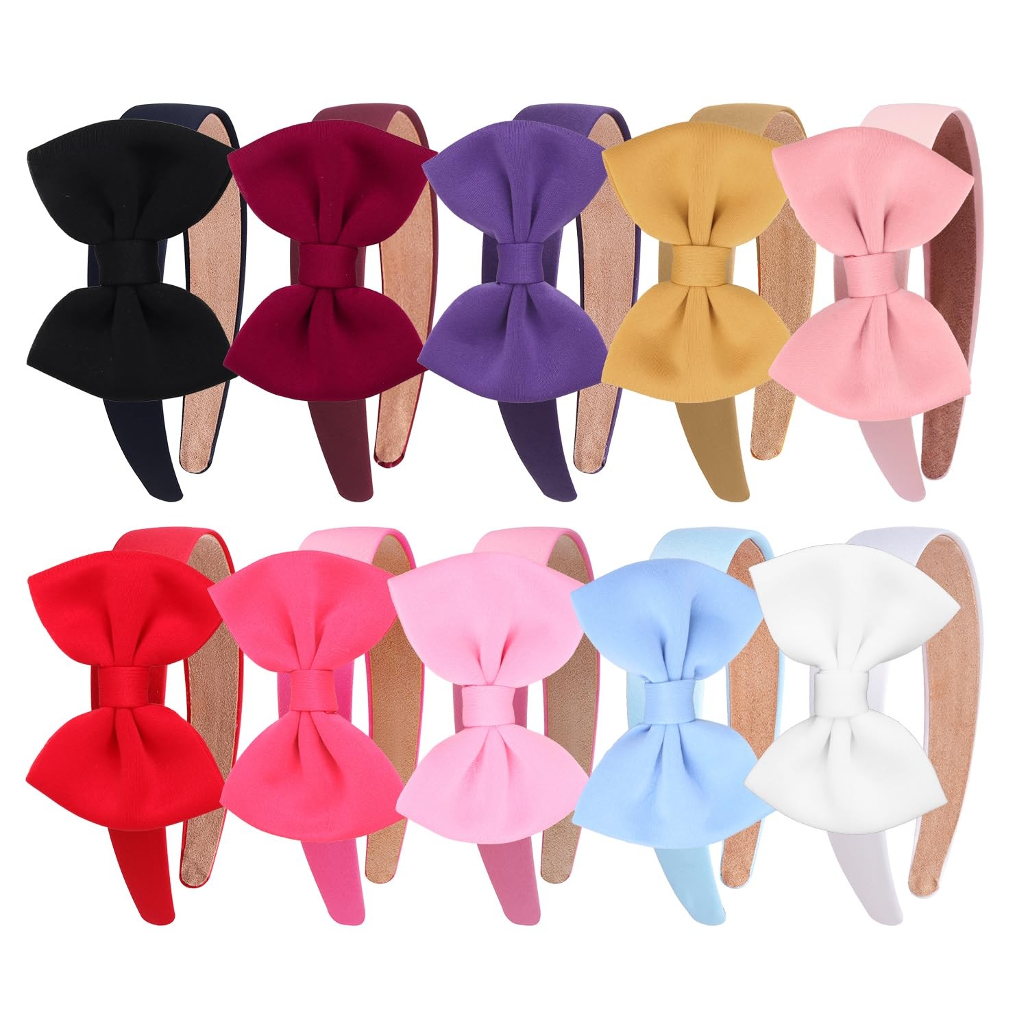 WJYX BOWS 10pcs Satin Fabric 5 inch Bow 1 Count (Pack of 10), Multicolor