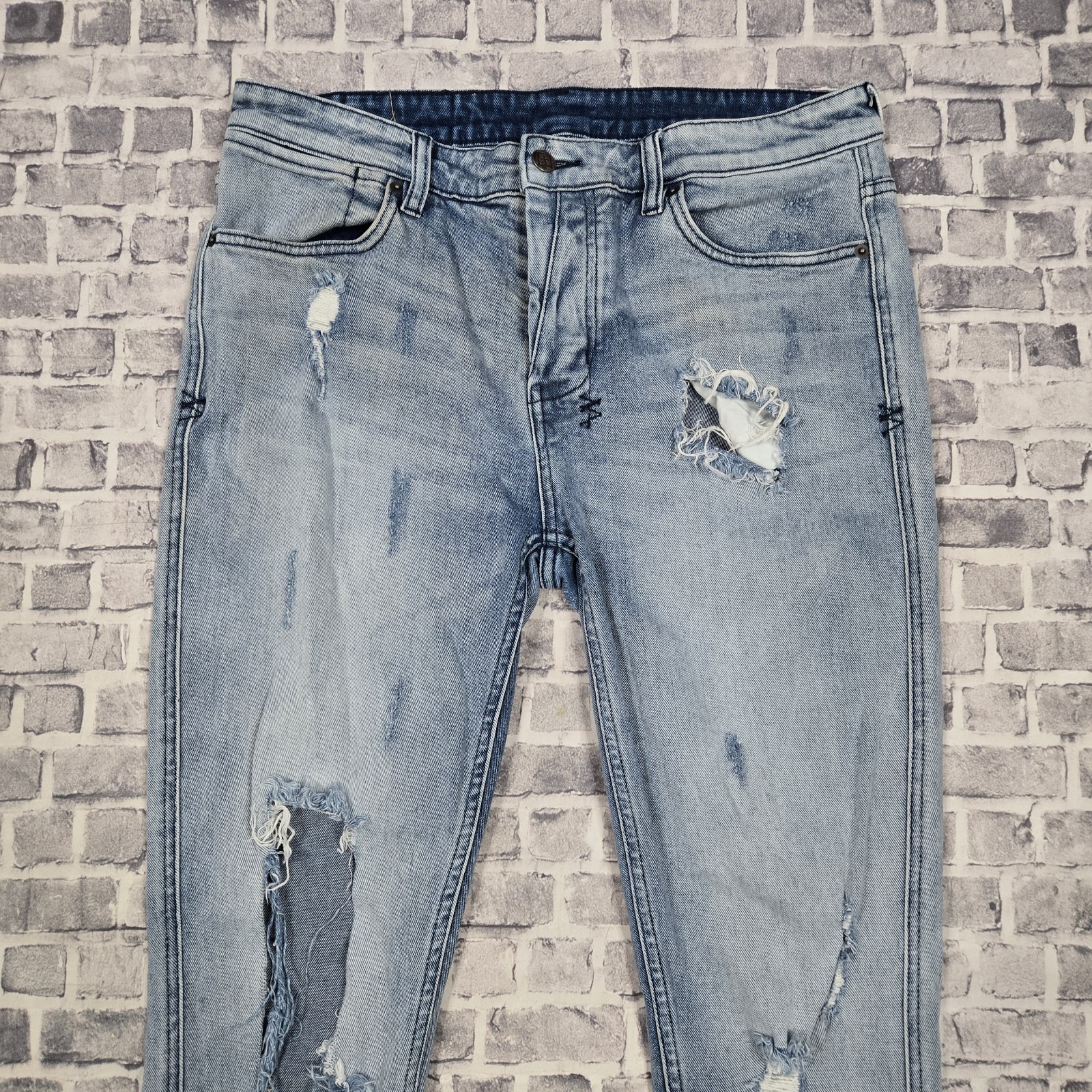 Ksubi Van Winkle Trashed Dreams Stretch Jeans Mens Size 34 Blue 34×32 Distressed