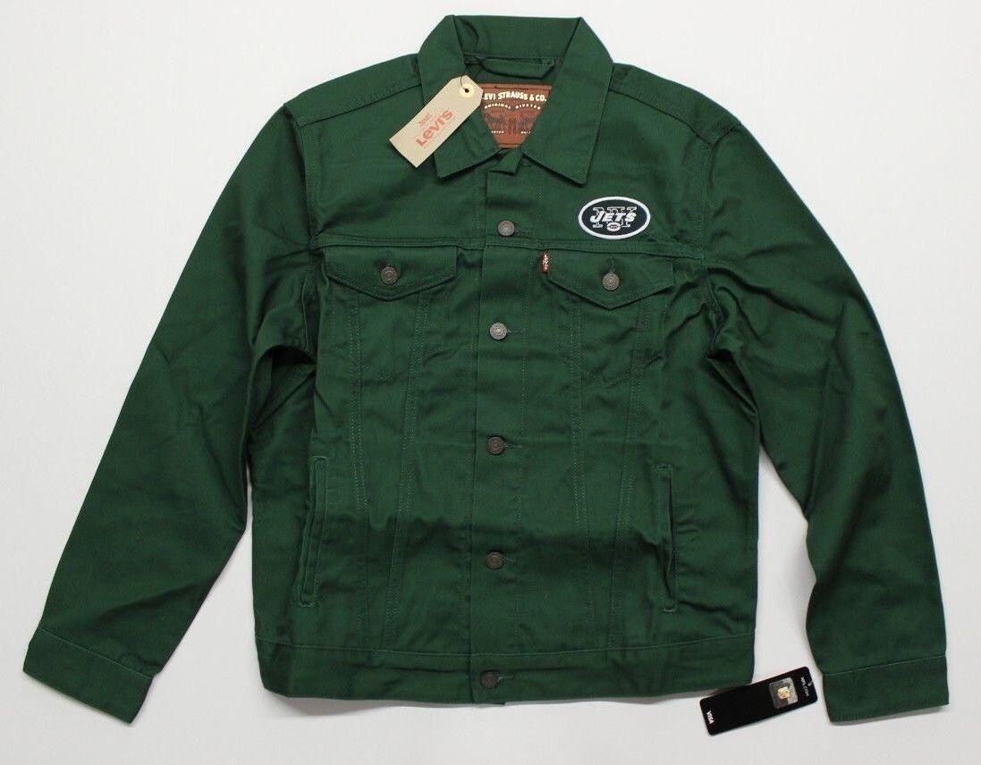 Men’s New York Jets Levi’s Green Twill Trucker Button-Up Jacket 181940006