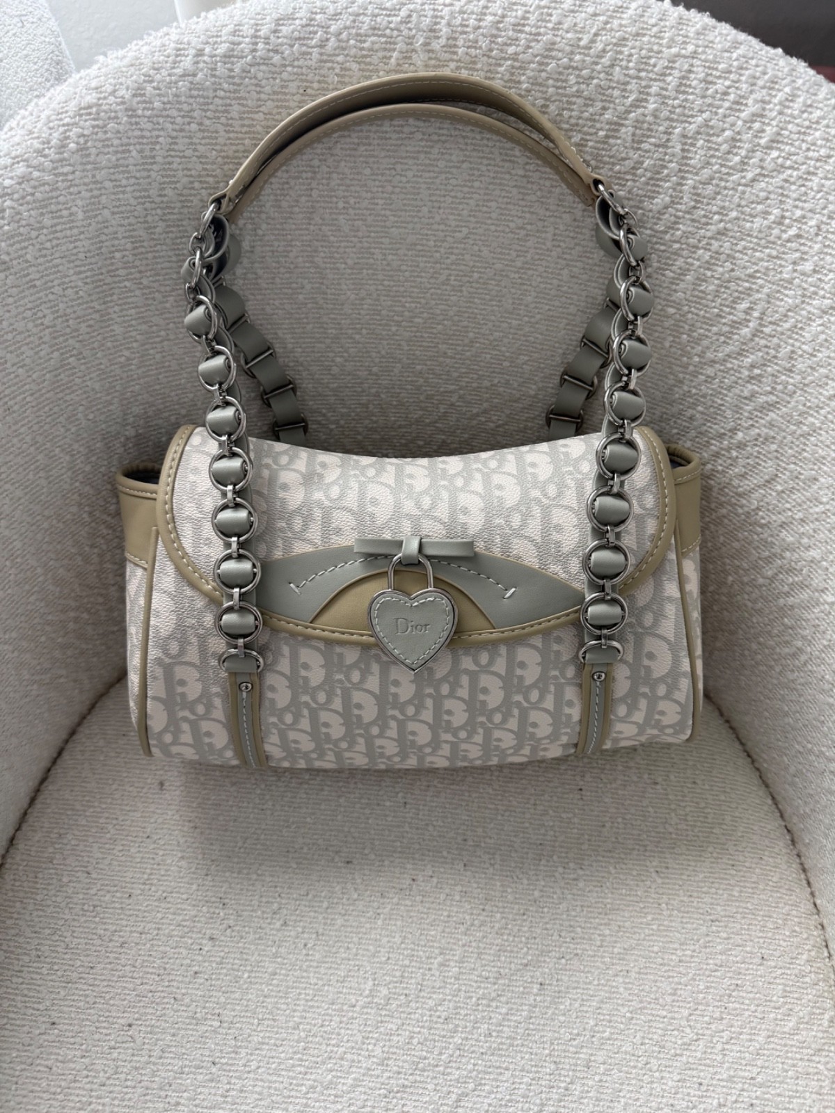 Vintage dior romantique gray monogram Diorissimo shoulder bag