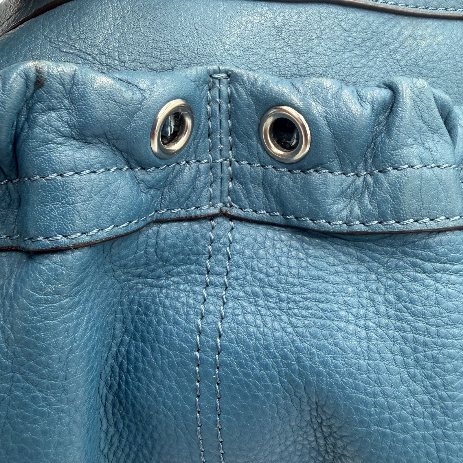 B Makowsky Teal Blue Pebbled Leather Hobo Shoulder Bag Large Silver Hardware