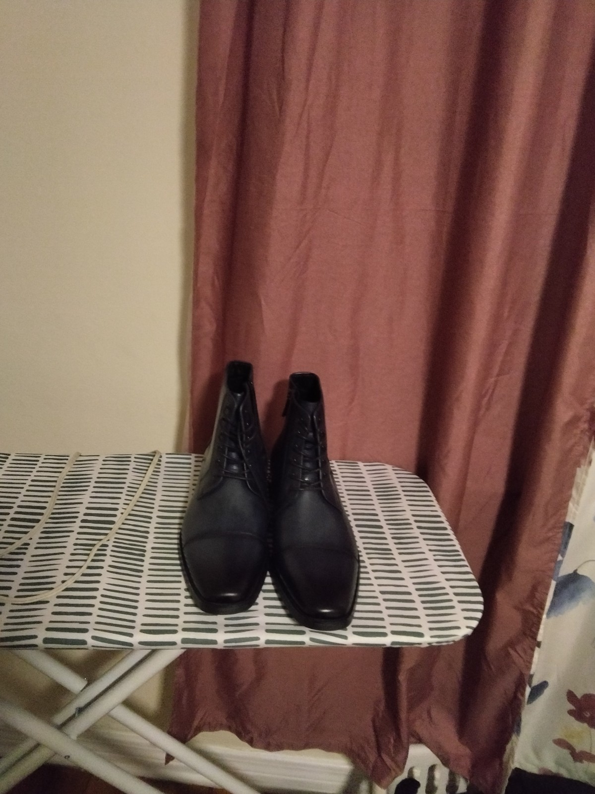 Men’s Black Lace-Up Ankle Boots with Zipper and Square Toe