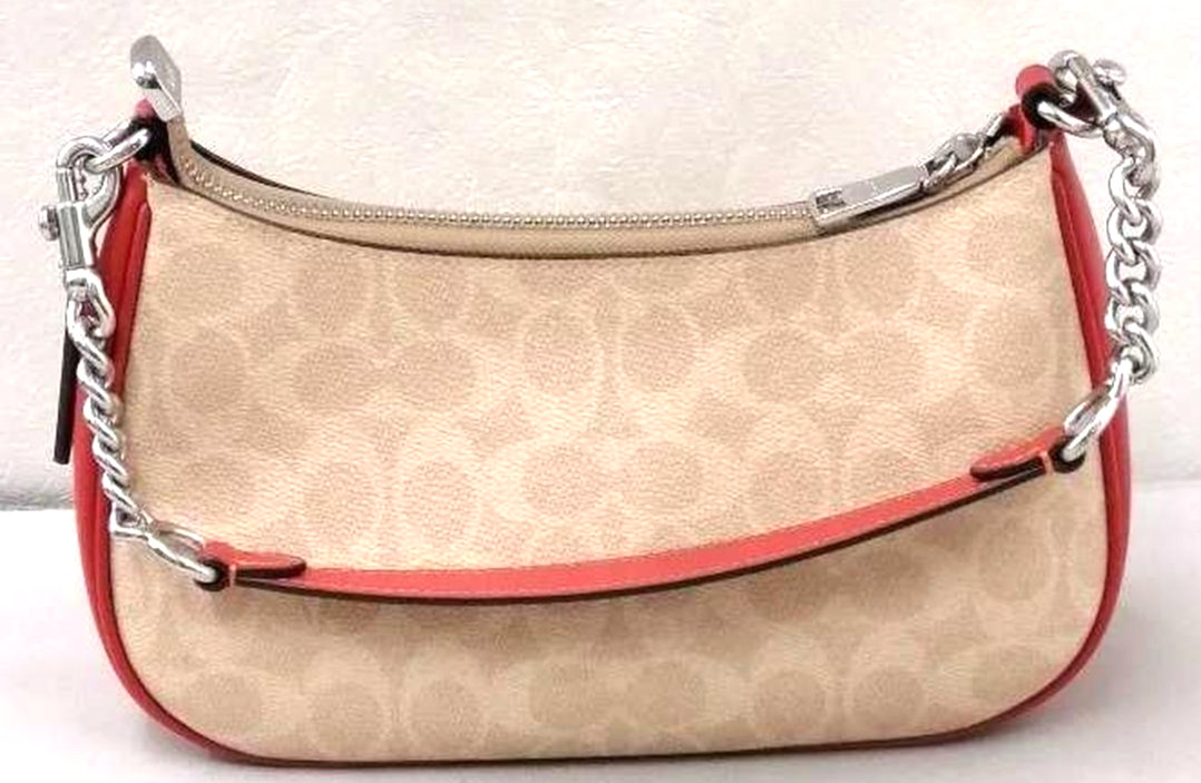 COACH Teri Shoulder Bag CV933 Signature Coated Canvas Crossbody Used Japan