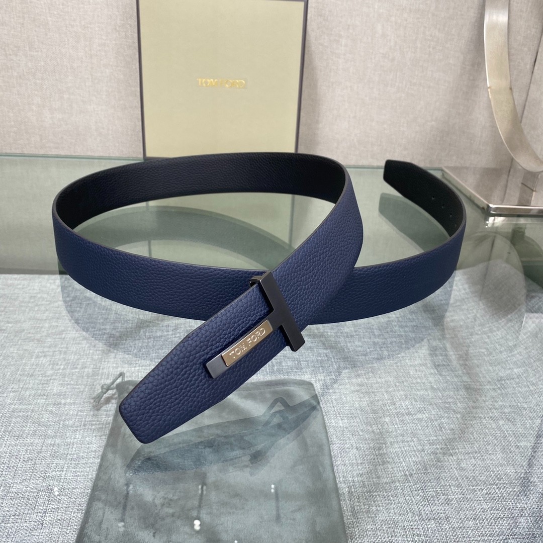 Authentic Tom Ford Reversible Leather T-Buckle Belt Luxury Designer Fashion