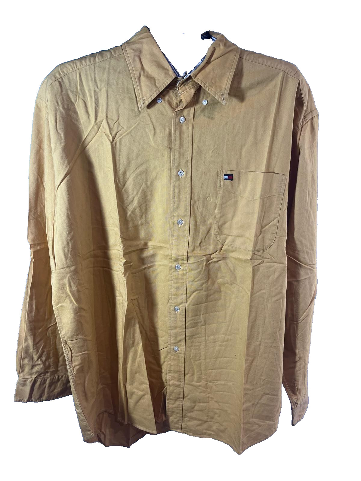 Vintage Tommy Hilfiger Oxford Shirt Mens XL Yellow Mustard Button Down Jamaica