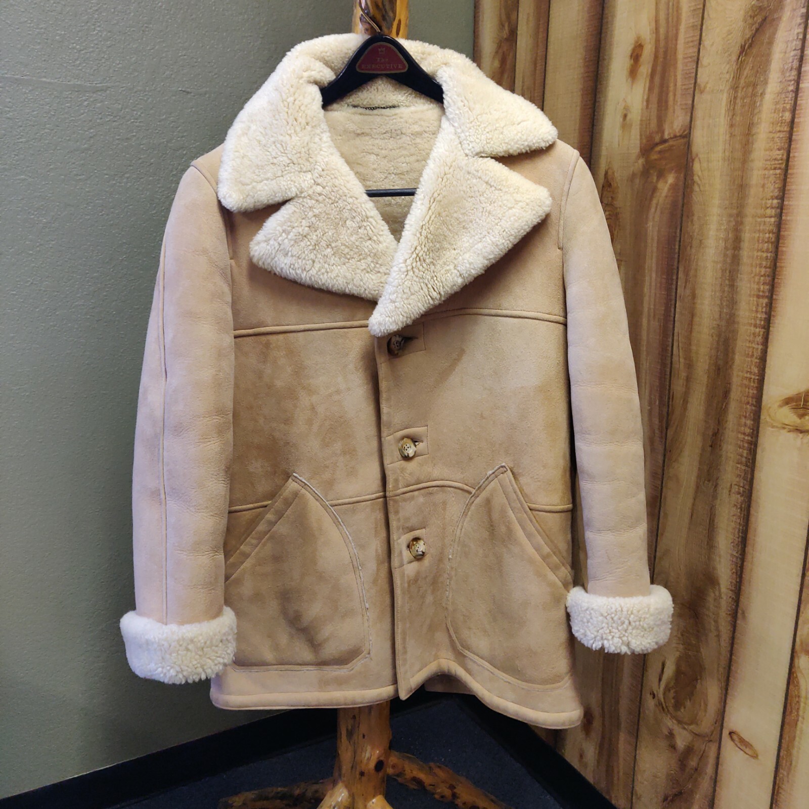 Vintage Shearling Leather Coat by Arthur Norgaard of Birch Creek Custom Made (M)