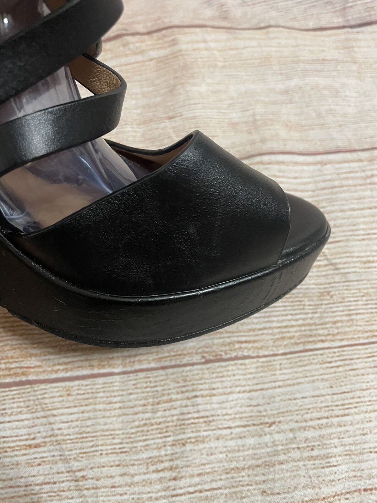 Sofft Ohanna Black Vowen Leather Heel Sandals size 11W