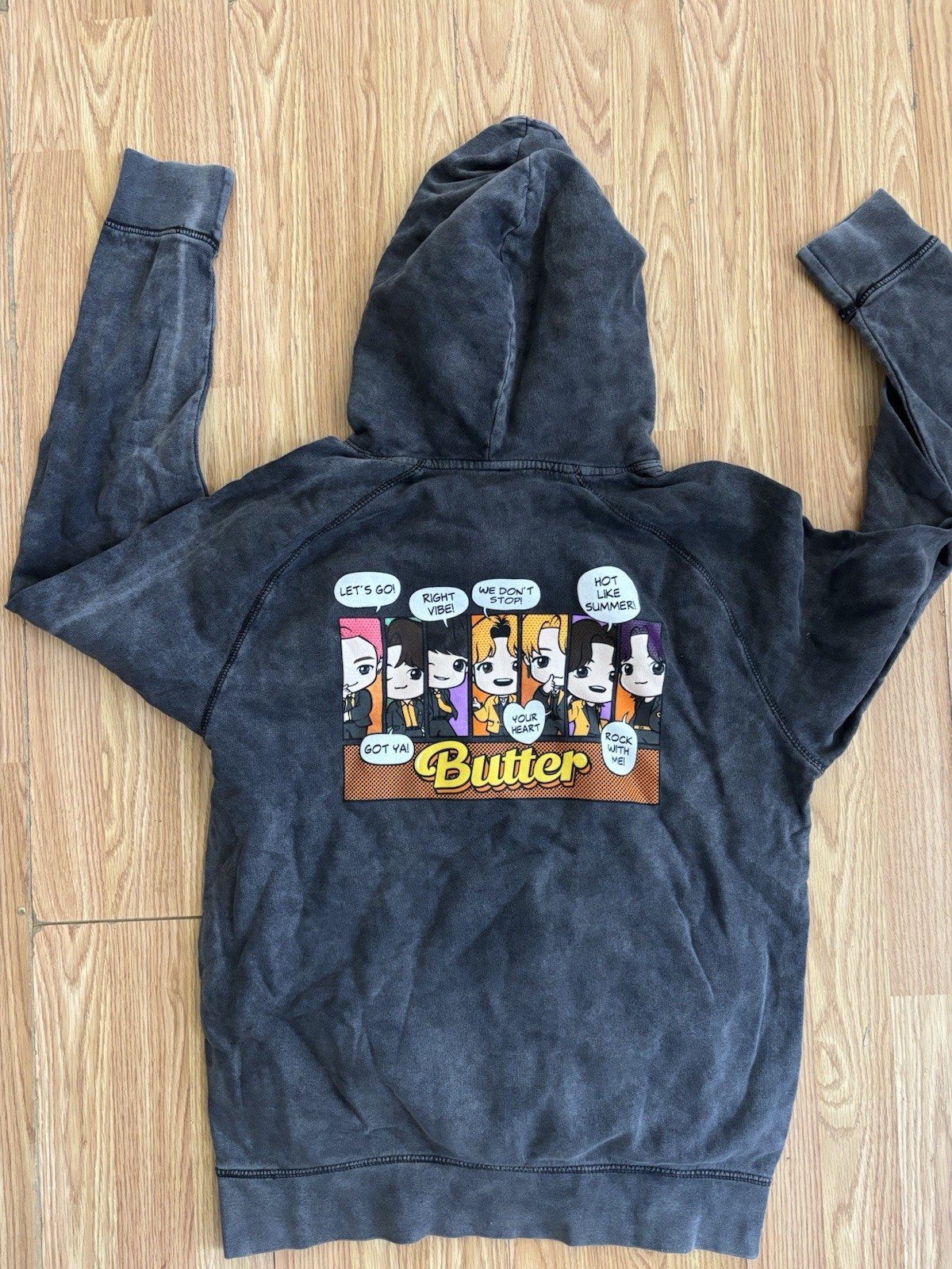 BTS TinyTAN Butter Hoodie Zip Up PTD Las Vegas Pop Up Official Merch Black Small