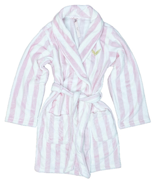 VICTORIA’S SECRET COZY SHORT PLUSH BATH ROBE ICONIC STRIPED XS/S M/L XL/XXL NWT
