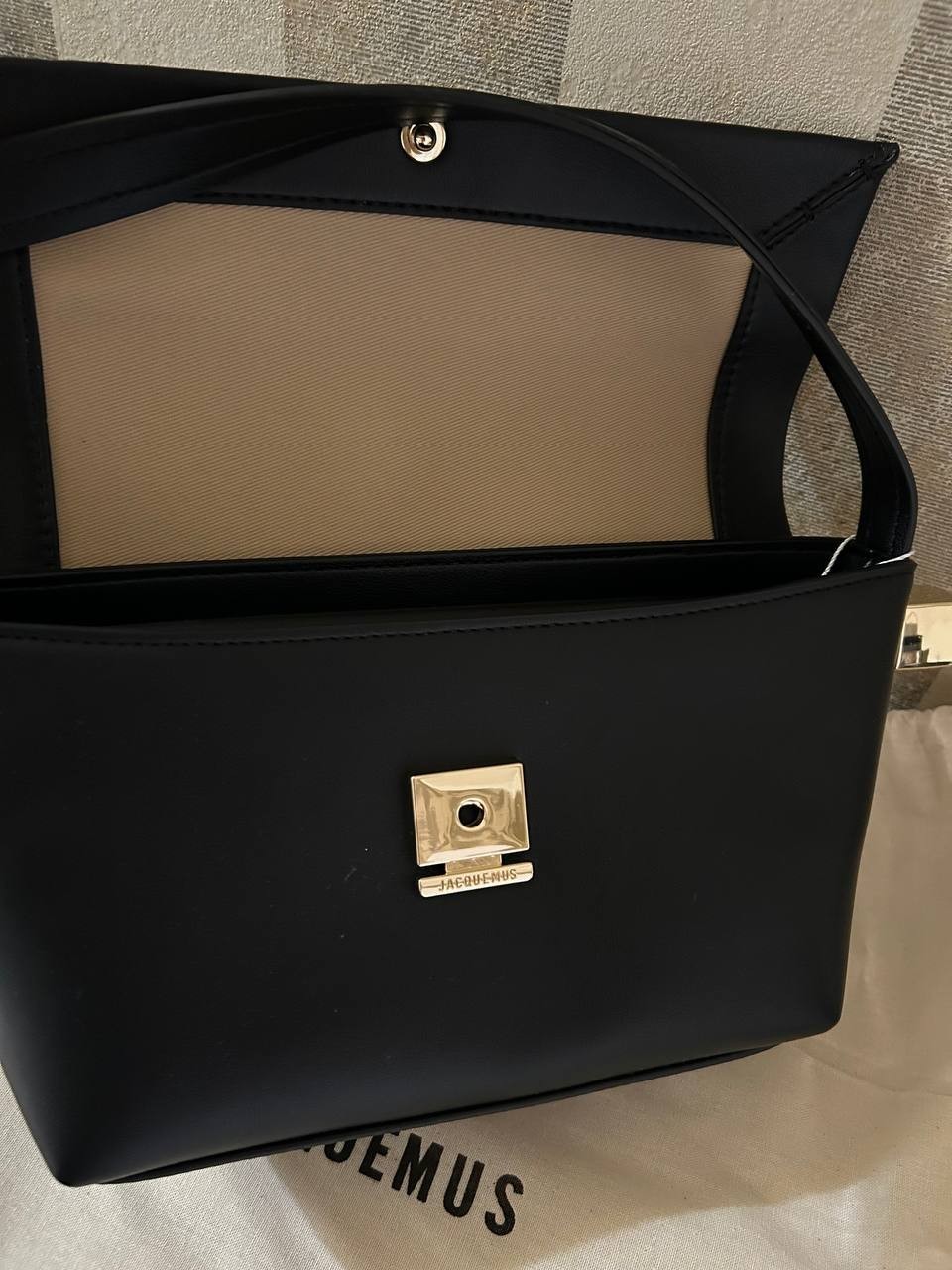 Jacquemus Le Rond Carre Black Leather Shoulder bag