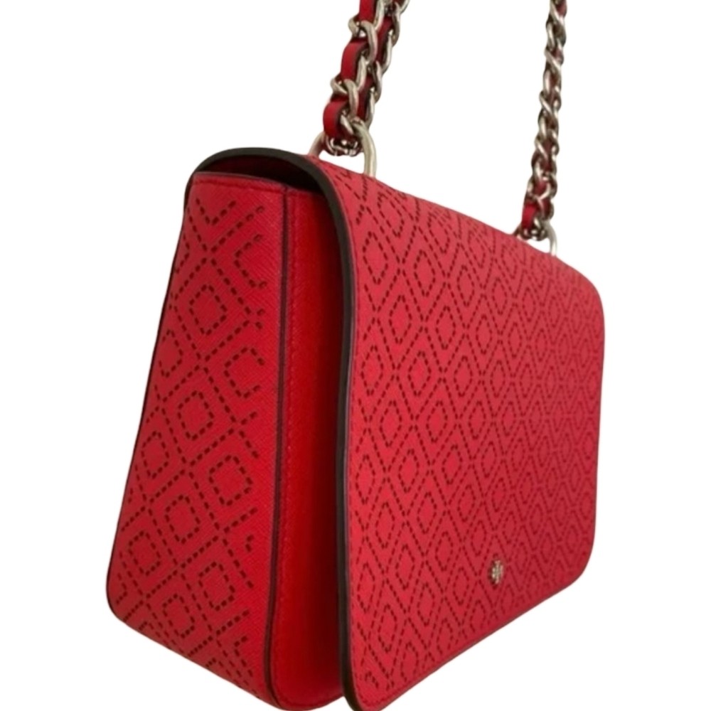Tory Burch Robinson Perforated Crossbody Red