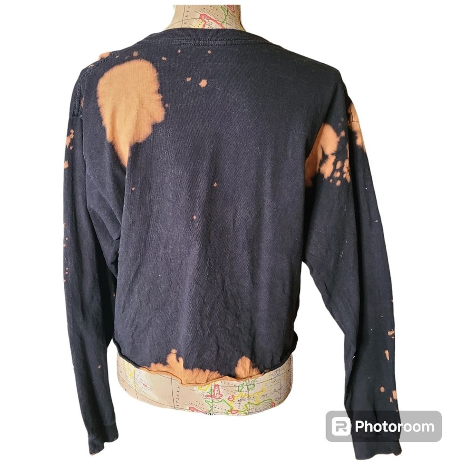 RUGRATS Size Large Black Thrashed Bleached Cropped Long Sleeve T-Shirt Kidcore