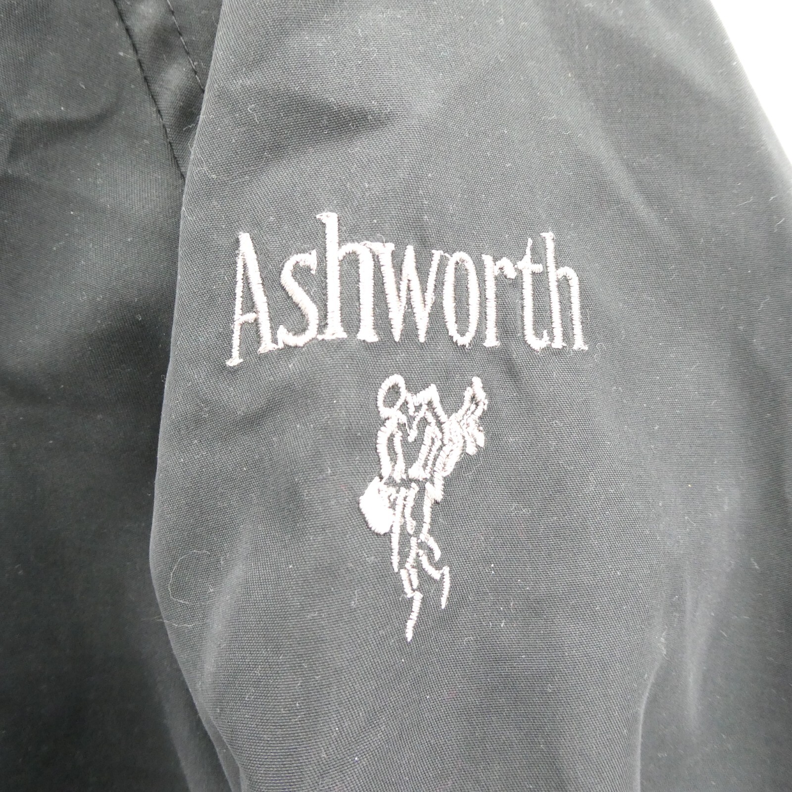 Ashworth Windbreaker Medium Mens Black V-Neck Greystone Golf Course USA Vintage