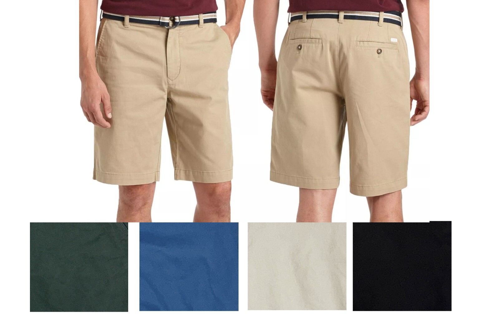 IZOD Saltwater Shorts, 9.5″ Inseam, Men’s Flat Front Casual Comfort Stretch