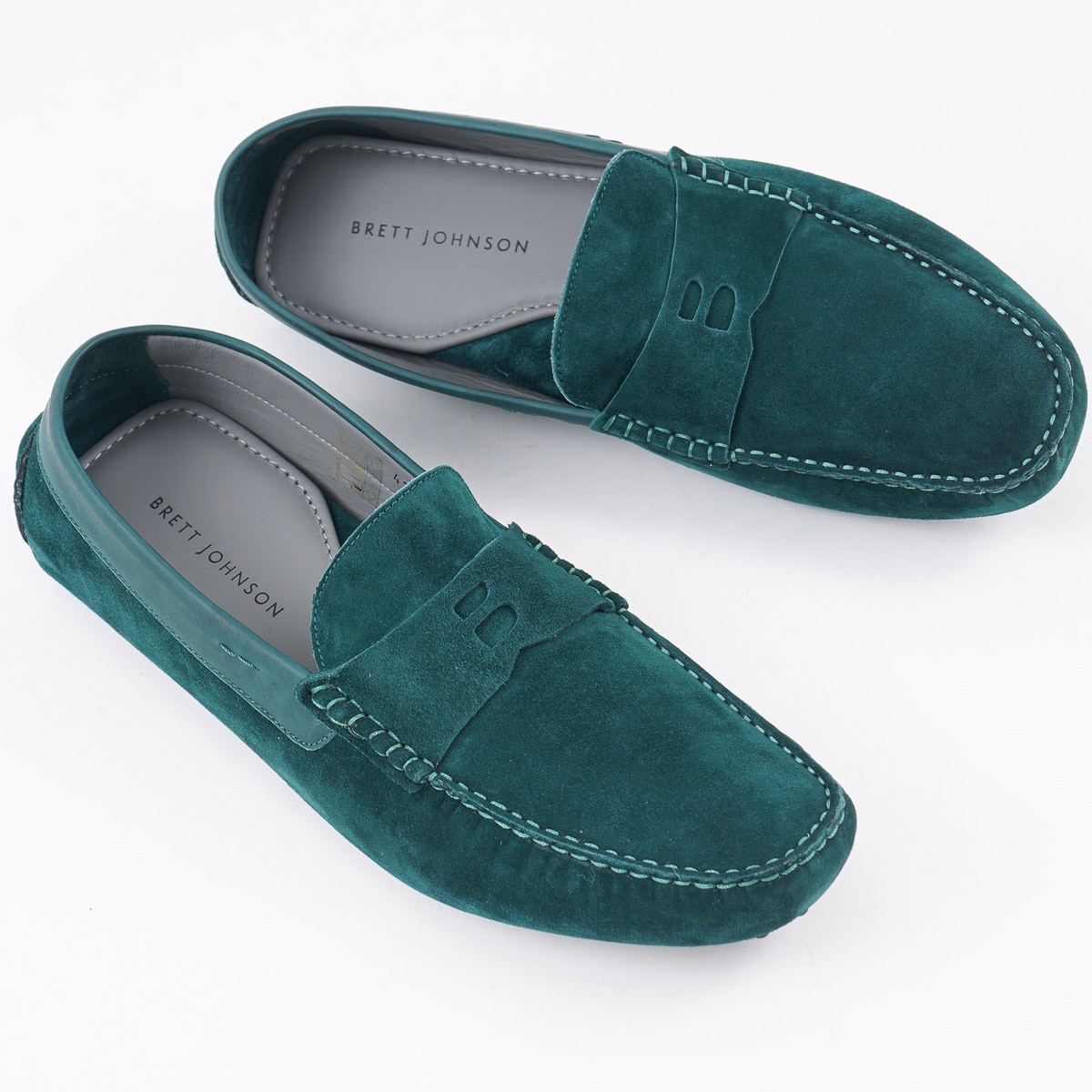 Brett Johnson Emerald Green Calf Suede Driving Moccasins 10.5 (Eu 43.5) Shoes
