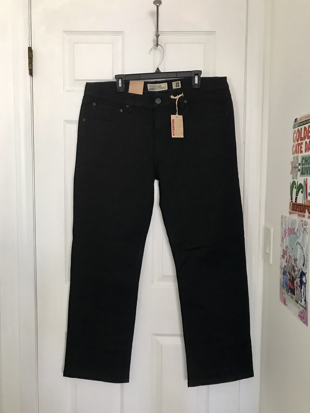 RSQ Black New York Slim Straight Denim Jeans Men W38xL32