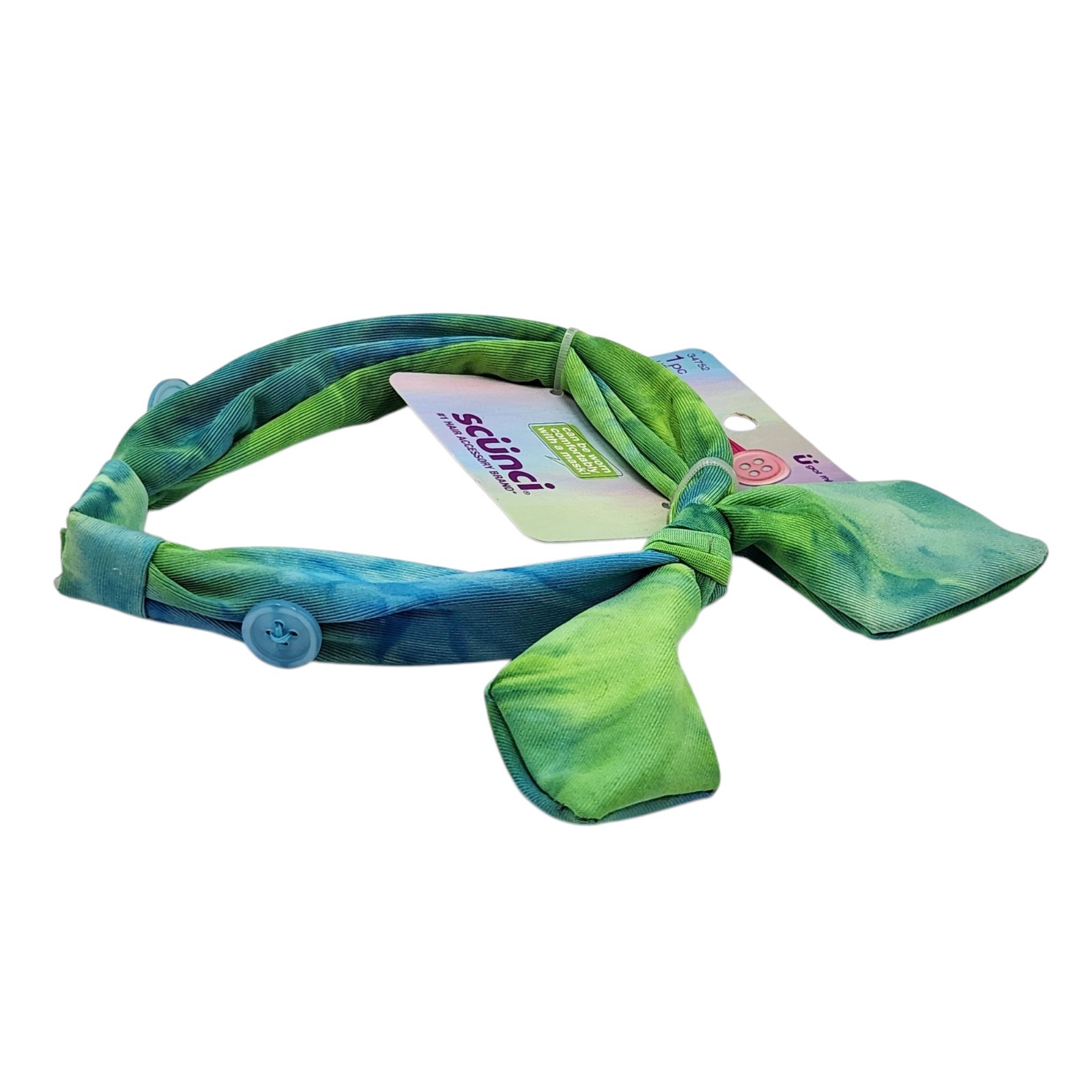Scunci U Got This Headband with Buttons for Mask 3 Pcs Multicolor Tie Dye Set