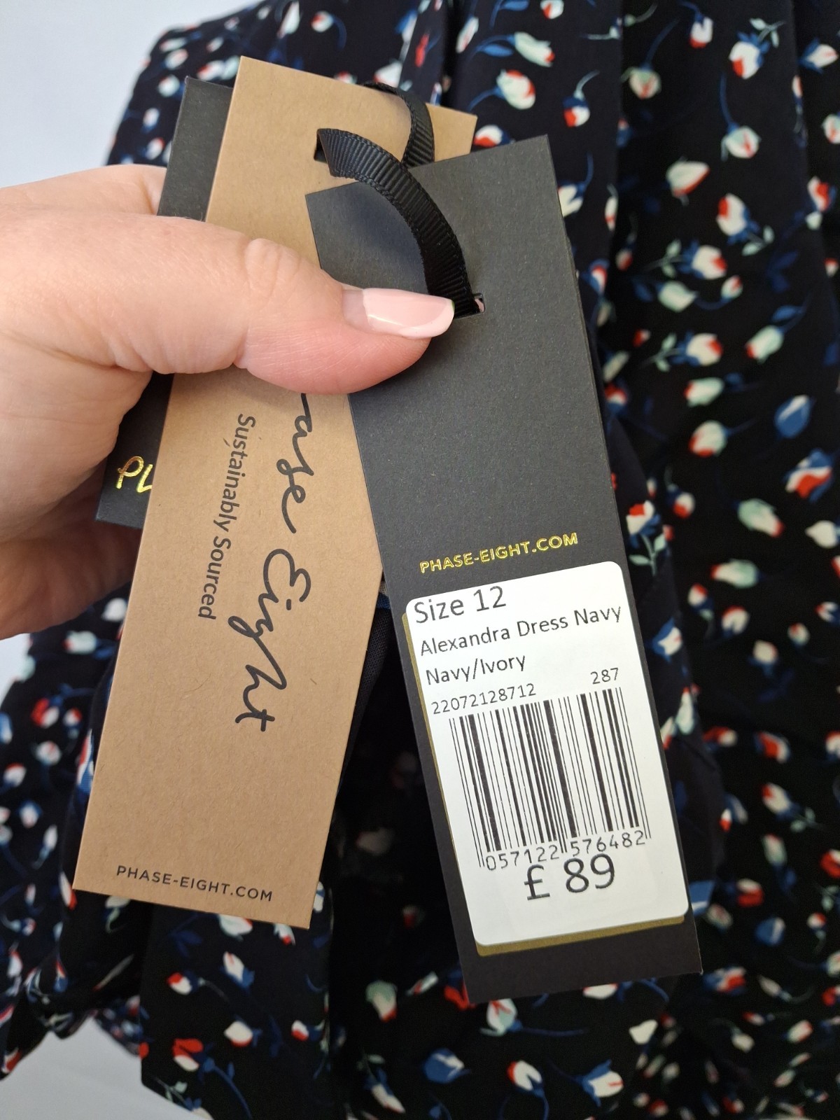 Phase Eight Alexandra Ditsy Floral Shift Dress Navy Blue Women’s UK12 NWT C6669