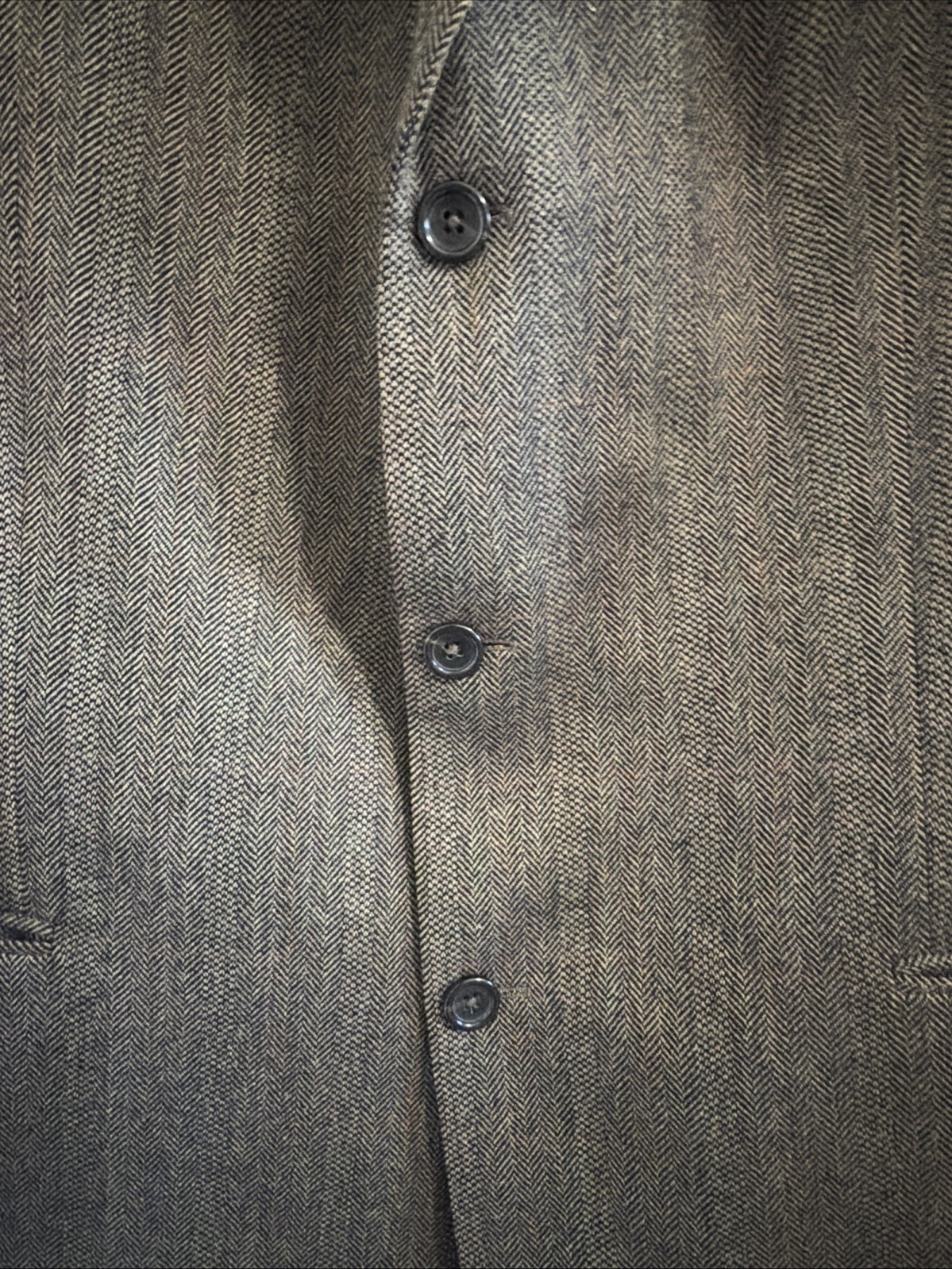 Joseph & Feiss Mens Sport Coat 44R Brown Herringbone 100% Lambswool Blazer
