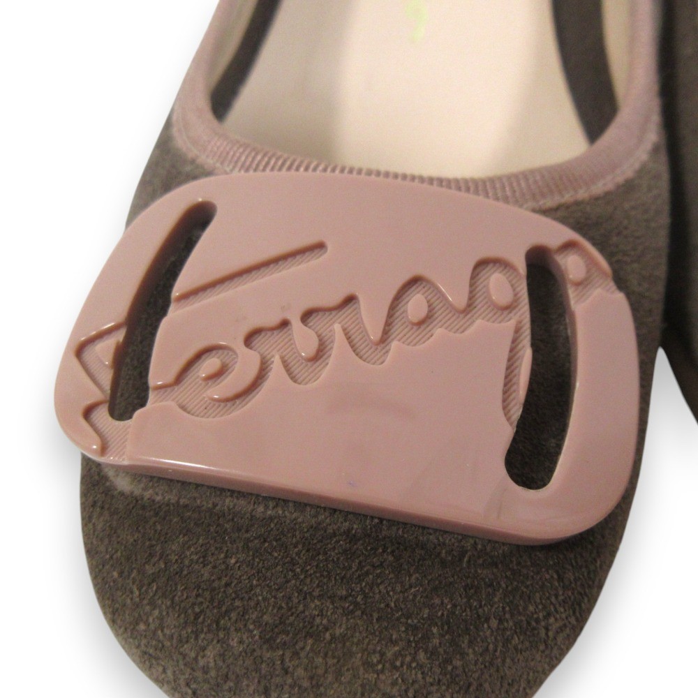 Salvatore Ferragamo logo pumps 5.5 Approx.9.1″” brown pink beige Women USED