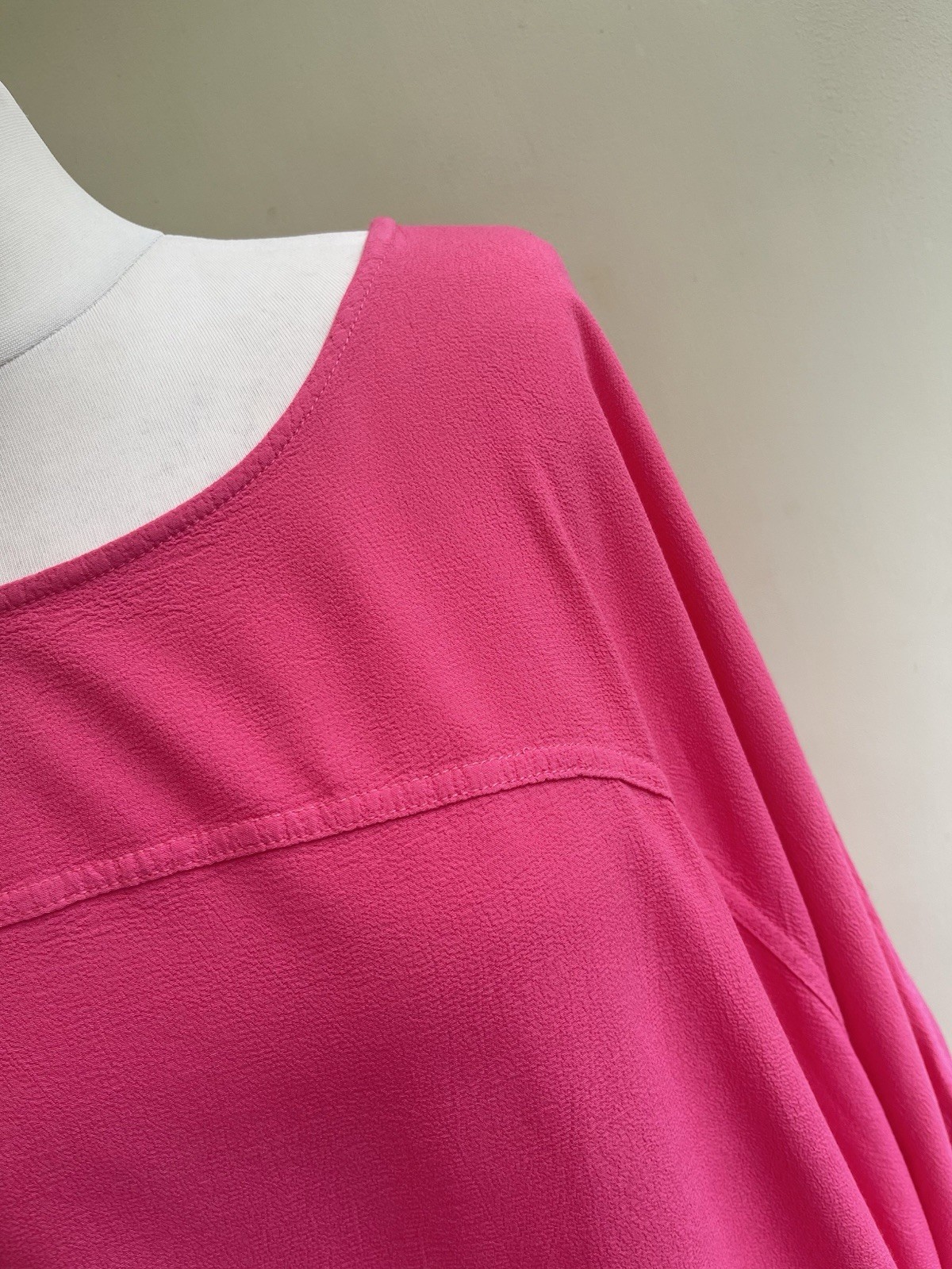 Sahara Hot Pink Viscose Boxy Batwing Blouse Size Medium Large Oversized