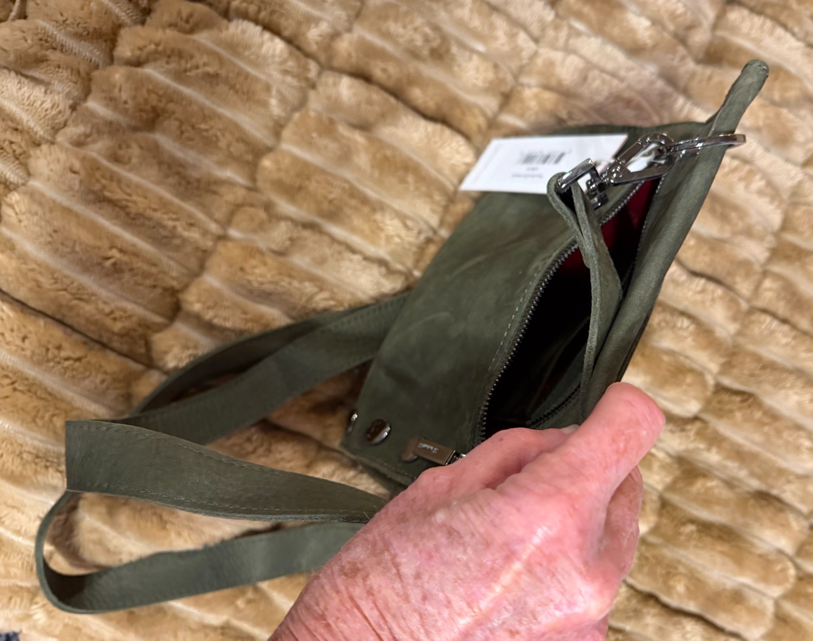 Hammitt Tony Small Olive Natural Leather Crossbody