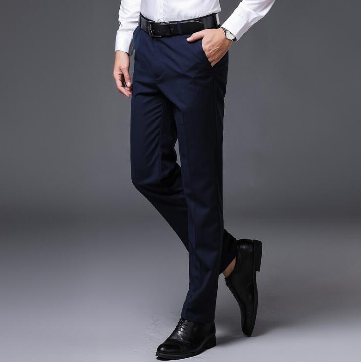 New Spring/ Fall Men’s Sliod Casual Suit pants Slim Business Straight Trousers