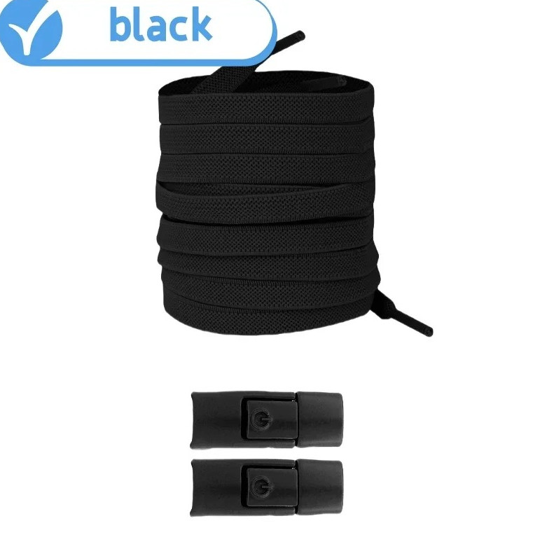 1pair Elastic No-Tie Shoelaces Press Lock Flat Sneaker Laces for Kids Adults